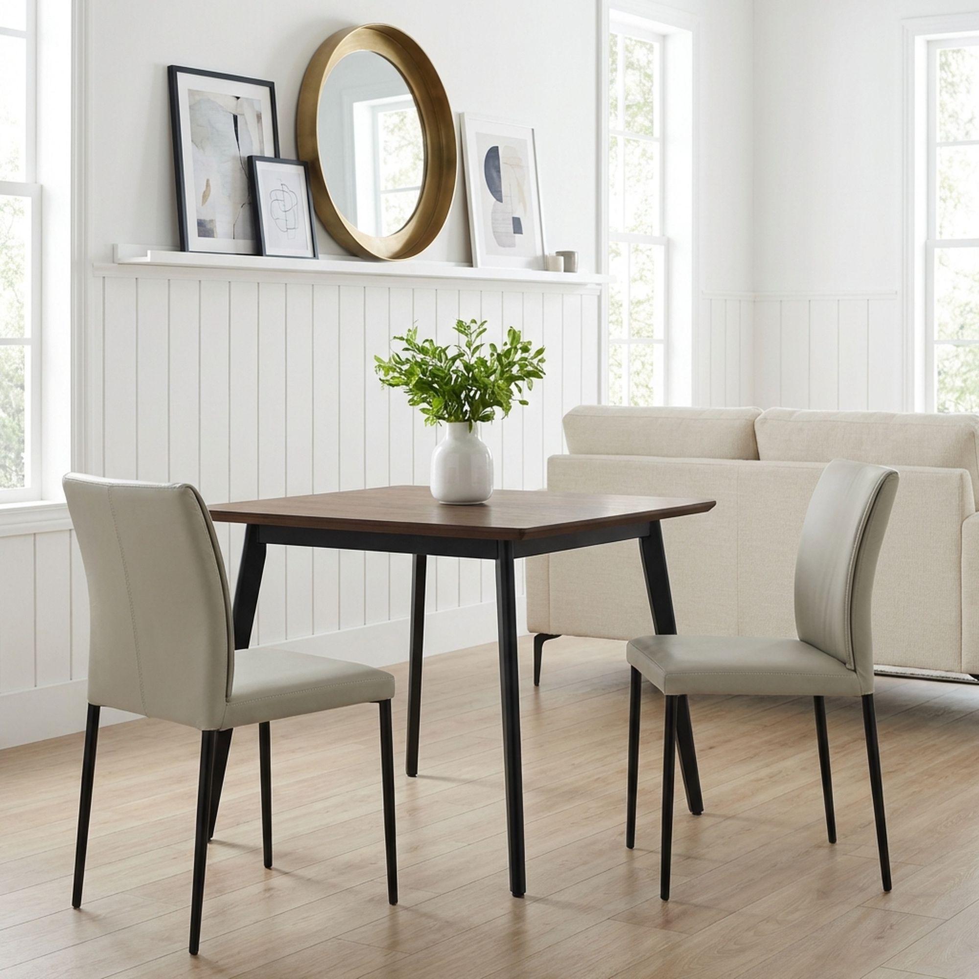 Meriam - Full Back Top Grain Leather Upholstered Metal Dining Chairs (Set of 2)
