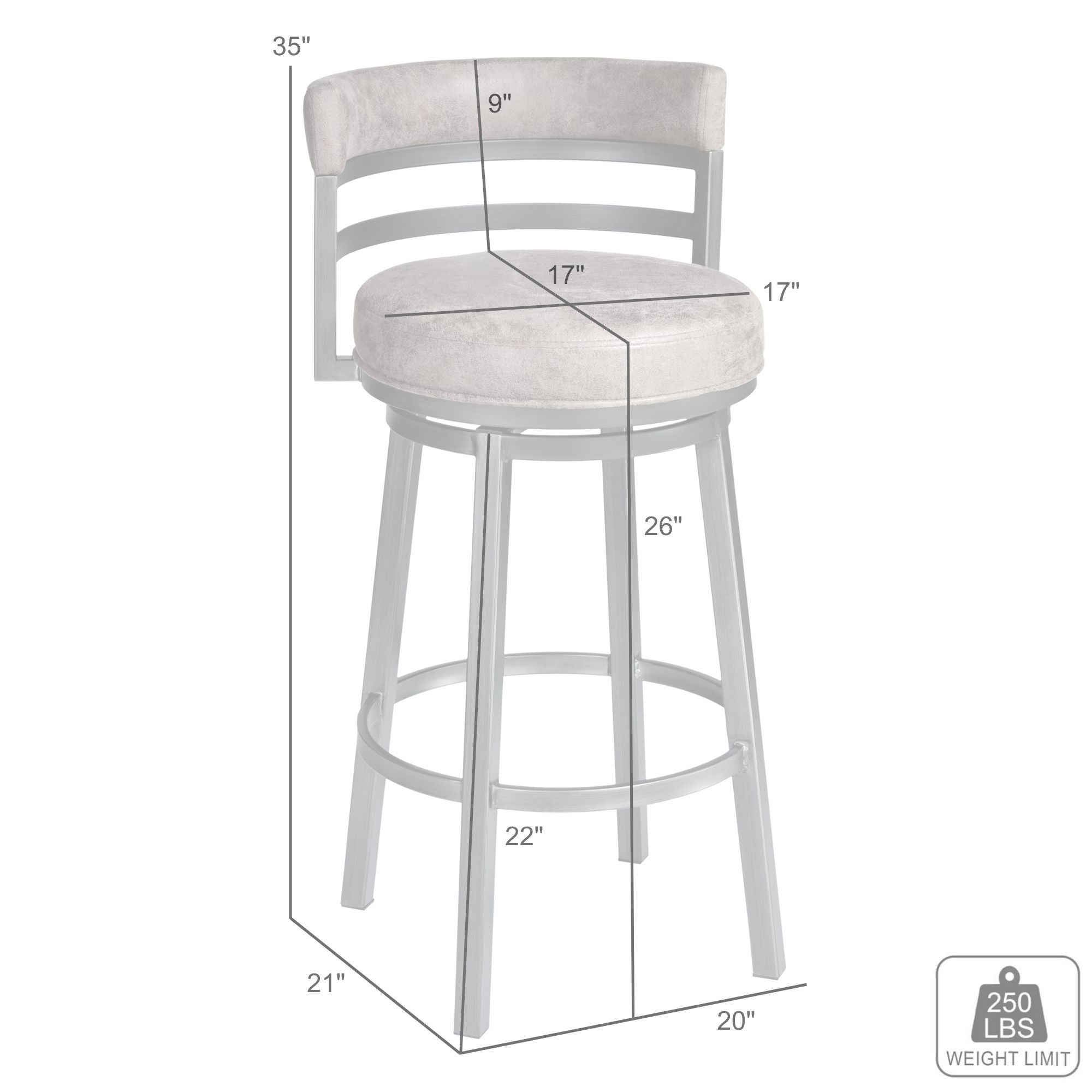 Madrid - 26" Counter Height Metal Swivel Barstool - Ford Black Pu And Black Finish