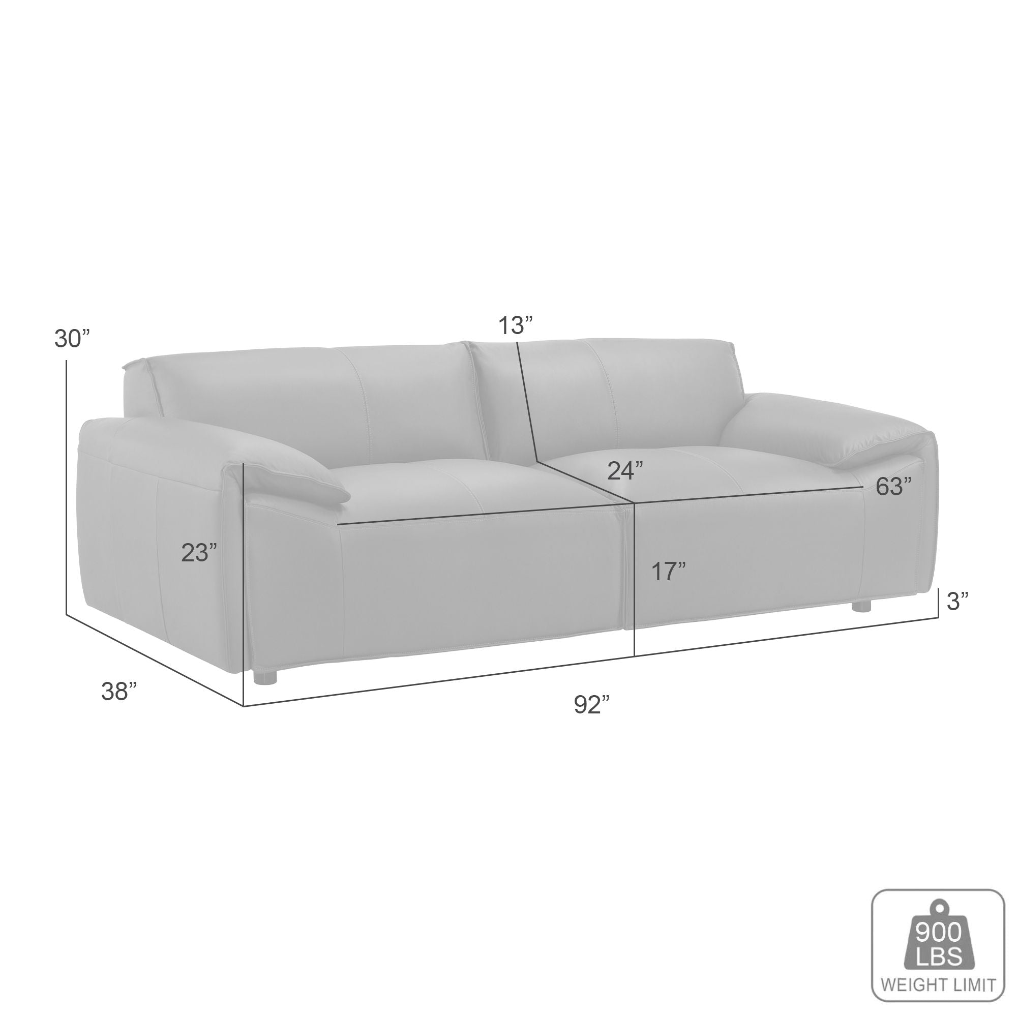 Tanner - Leather Sofa With Padded Arms