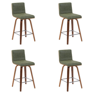 Vienna - Modern Counter Height Swivel Bar Stool - Walnut Finished Wood Frame