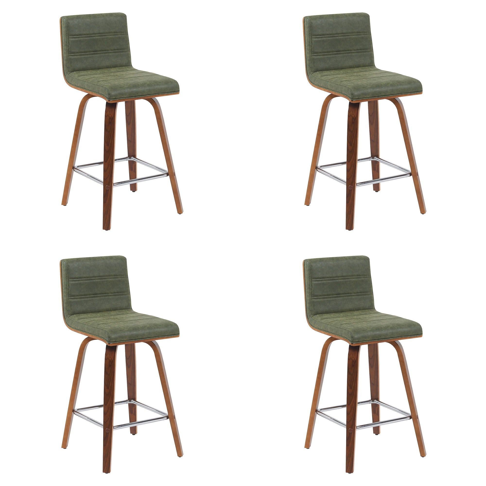 Vienna - Modern Counter Height Swivel Bar Stool - Walnut Finished Wood Frame