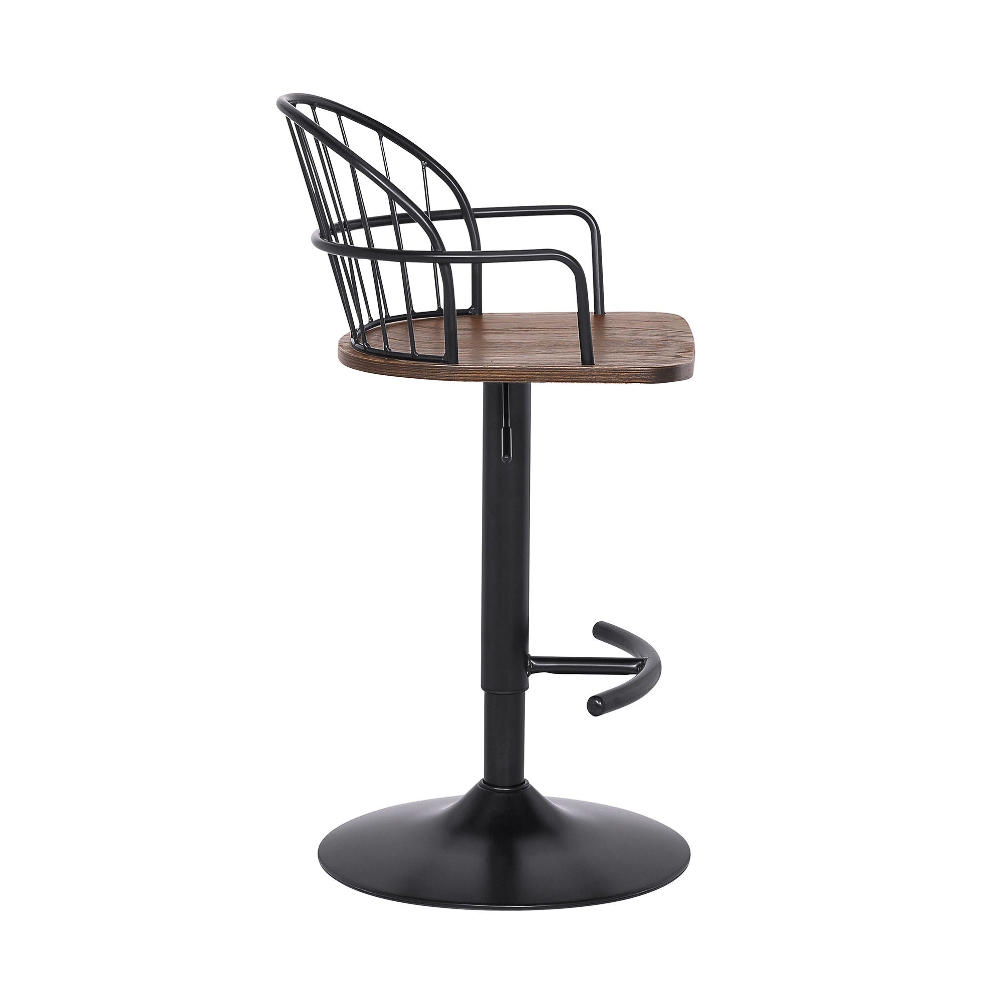 Edward - Adjustable Barstool - Black Powder / Walnut Glazed