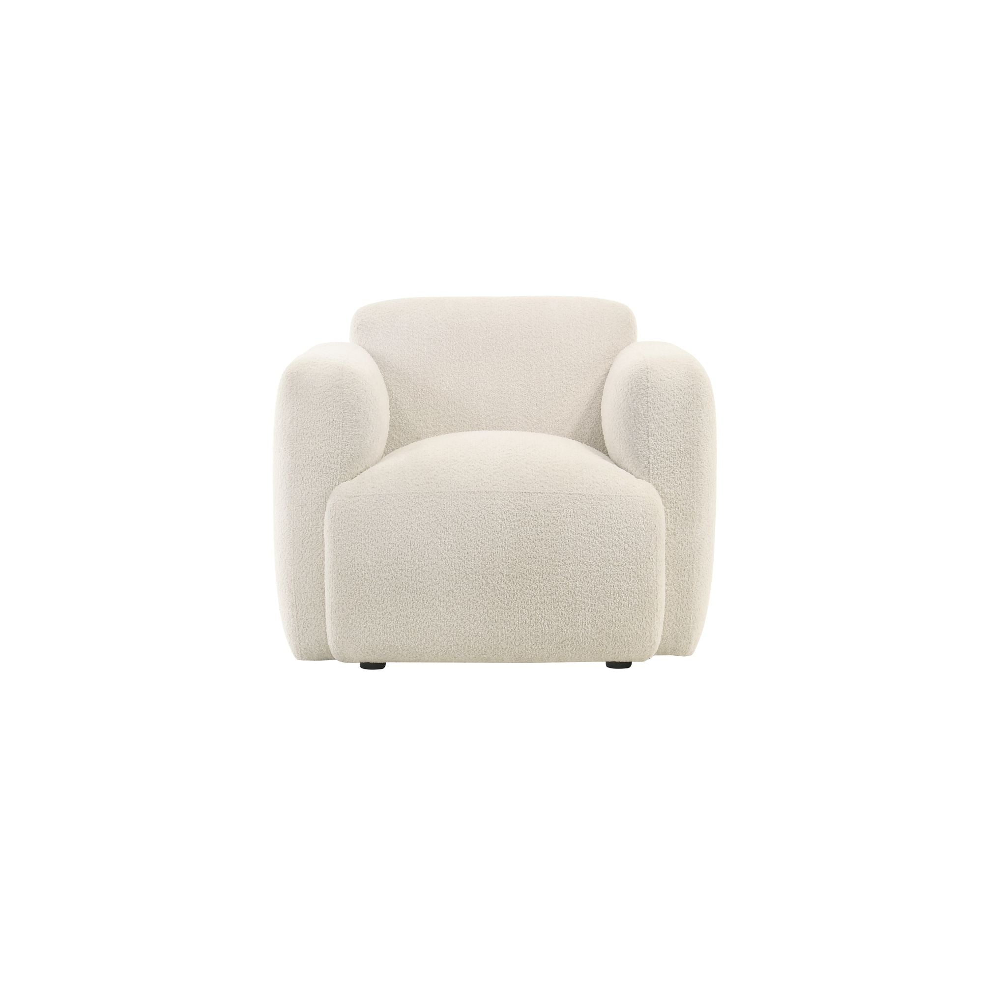 Sierra - Boucle Fabric Accent Chair With Rounded Arms - Ivory