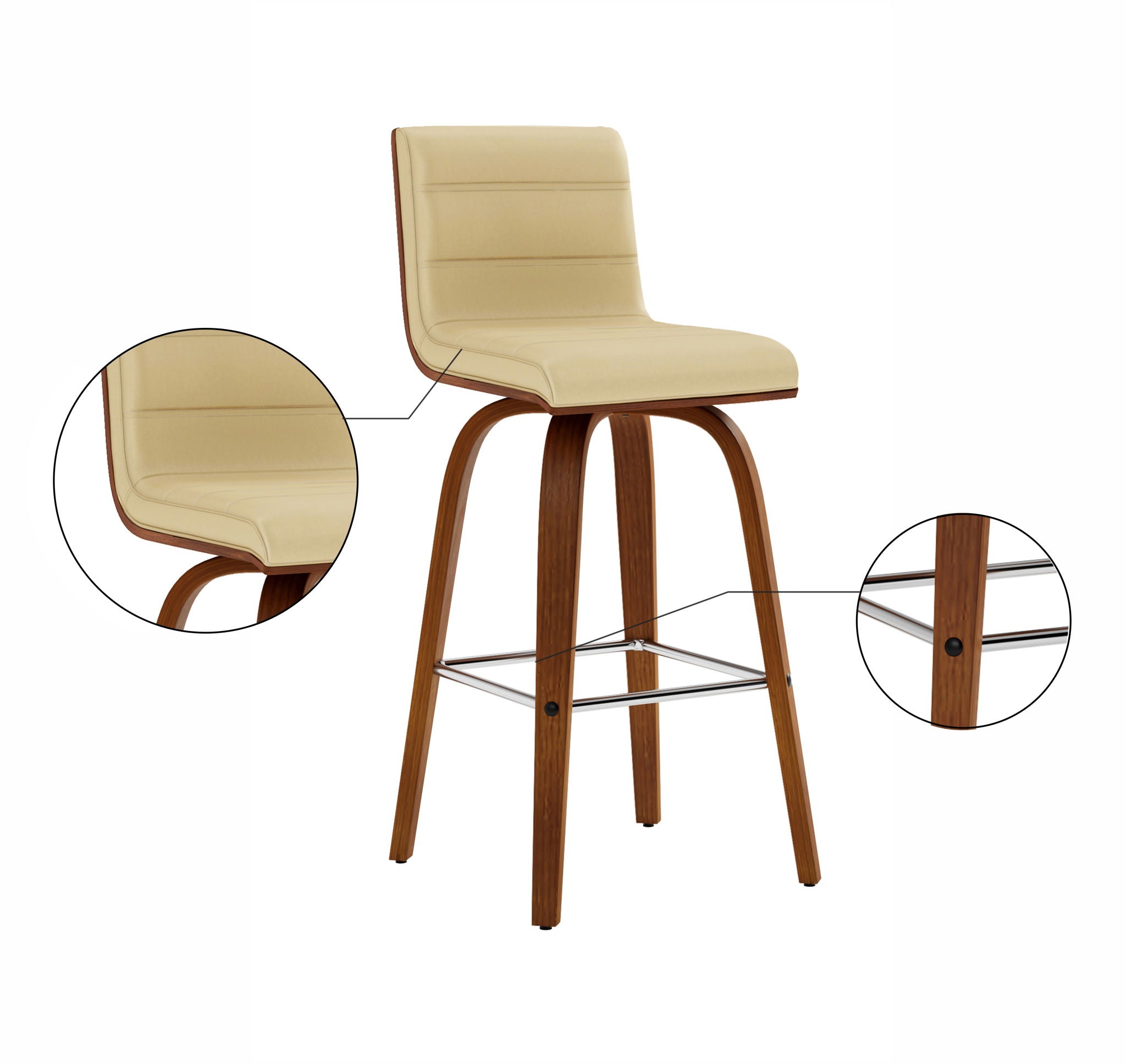 Vienna - 26" Swivel Counter Stool - Walnut Wood