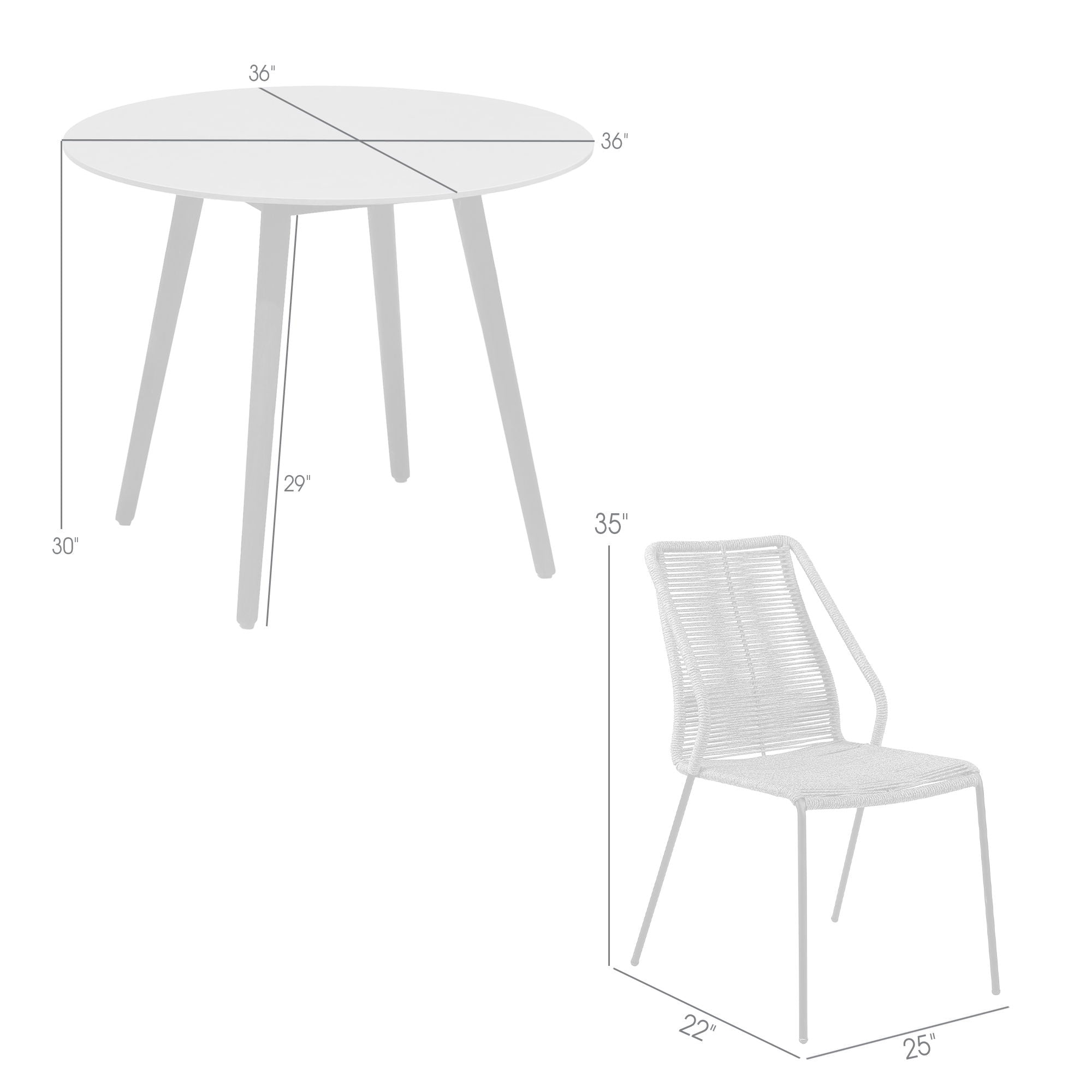 Sydney And Clip - Outdoor Patio 36" Dining Set