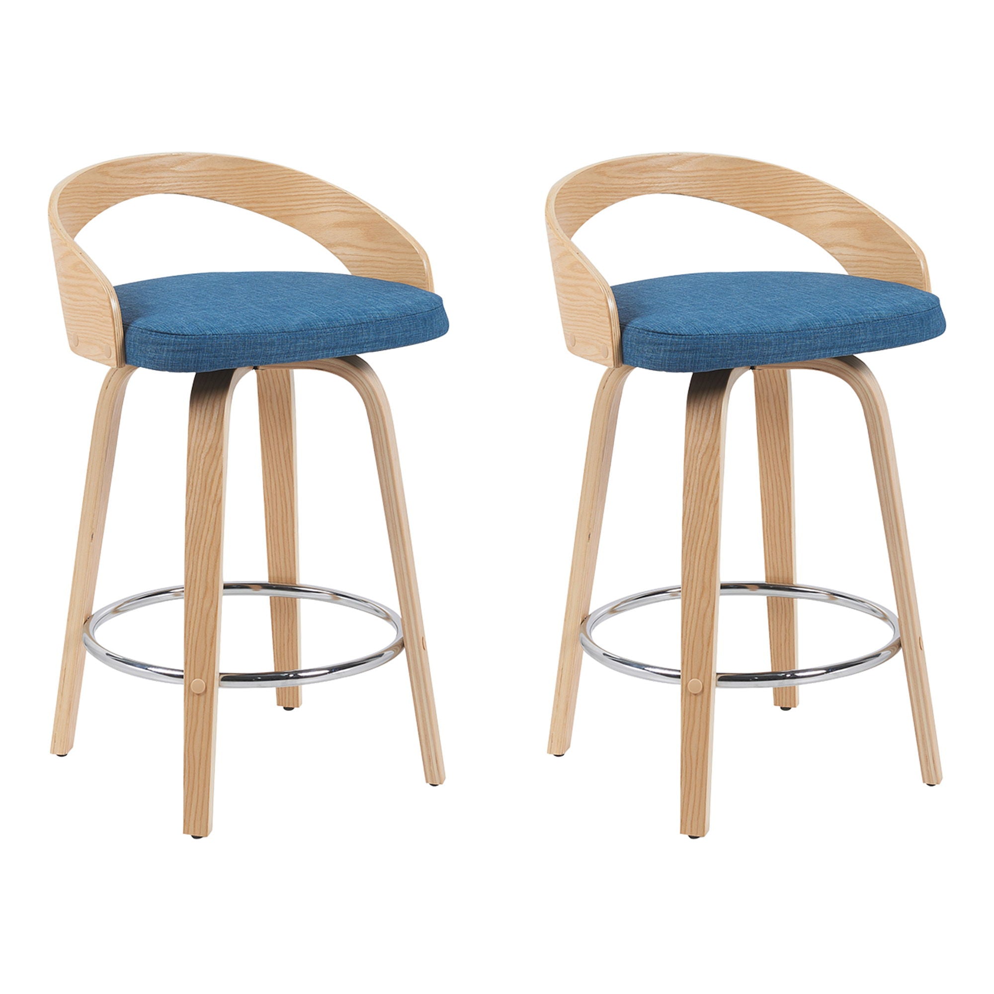 Sonia - Modern Swivel Counter Height Bar Stool - Patterned Oak Wood Finish