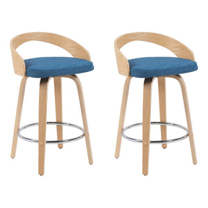 Sonia - Modern Swivel Counter Height Bar Stool - Patterned Oak Wood Finish