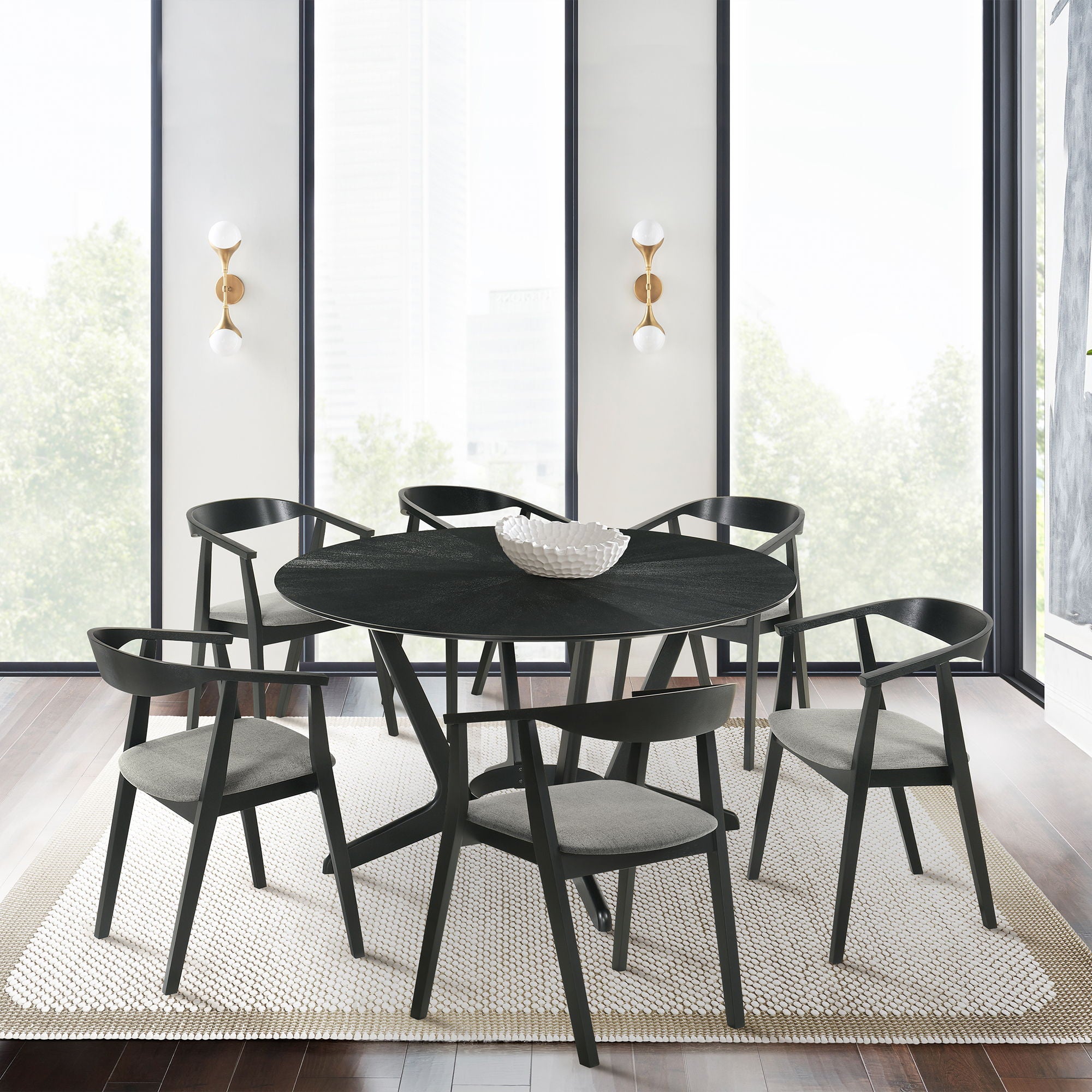 Santana - Round Dining Table Set - Black