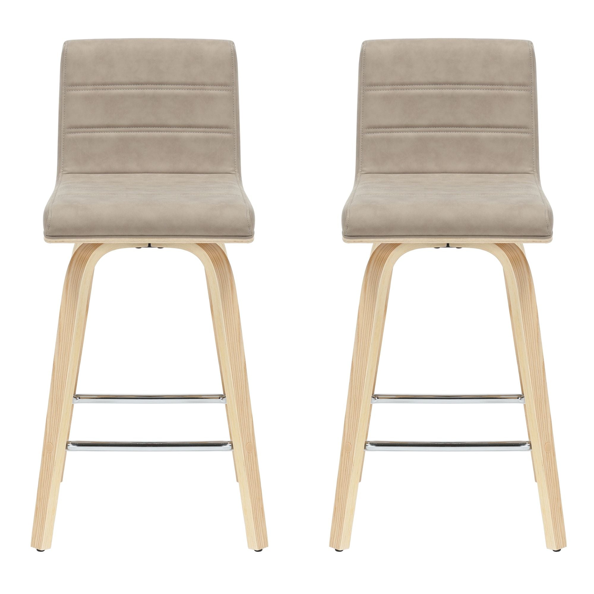 Vienna - 35.5" Swivel Counter Height Square Back Wood Bar Stool With Faux Leather Seat
