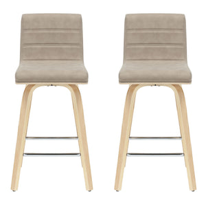 Vienna - 35.5" Swivel Counter Height Square Back Wood Bar Stool With Faux Leather Seat