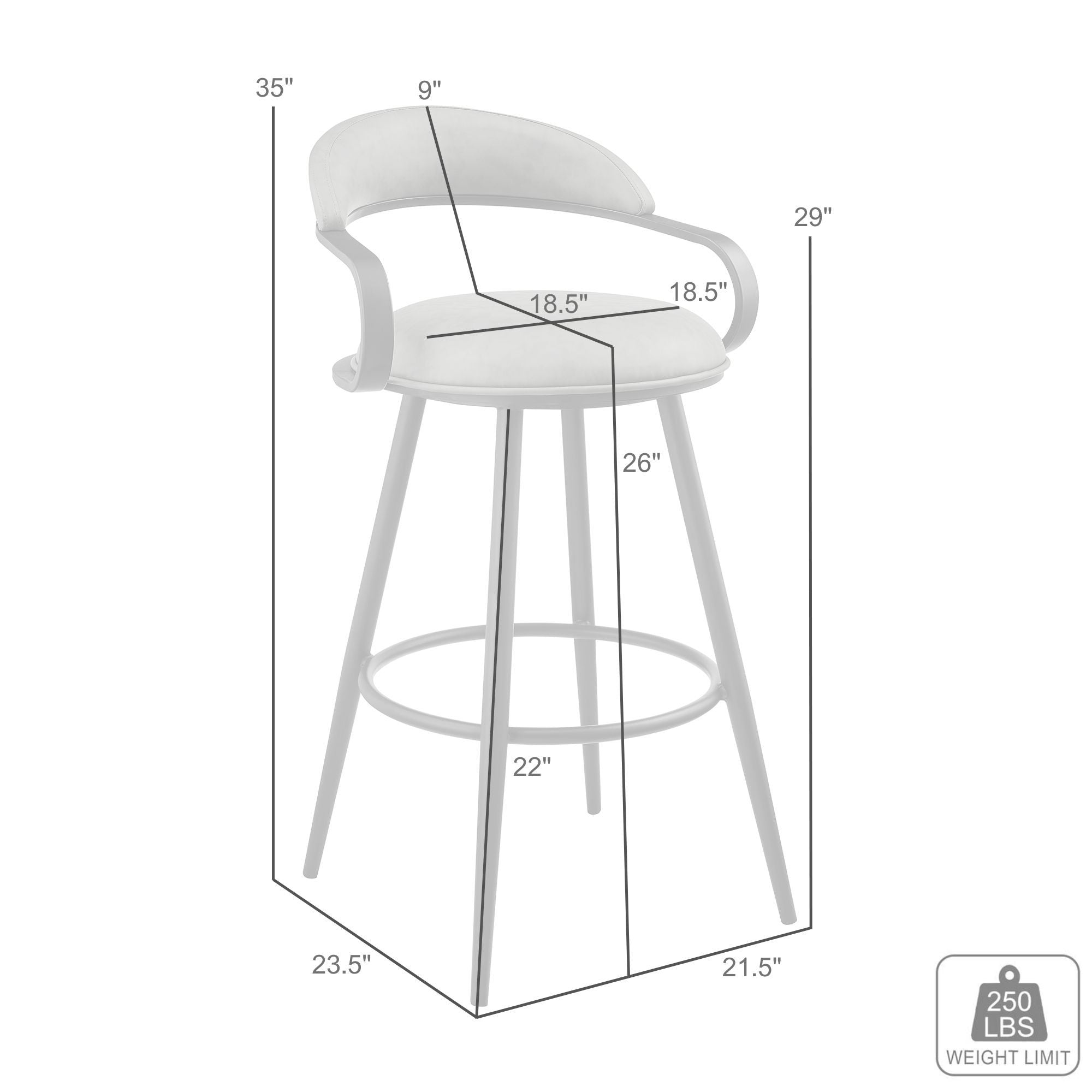 Gardenia - 26" Vintage Swivel Counter Stool - Black
