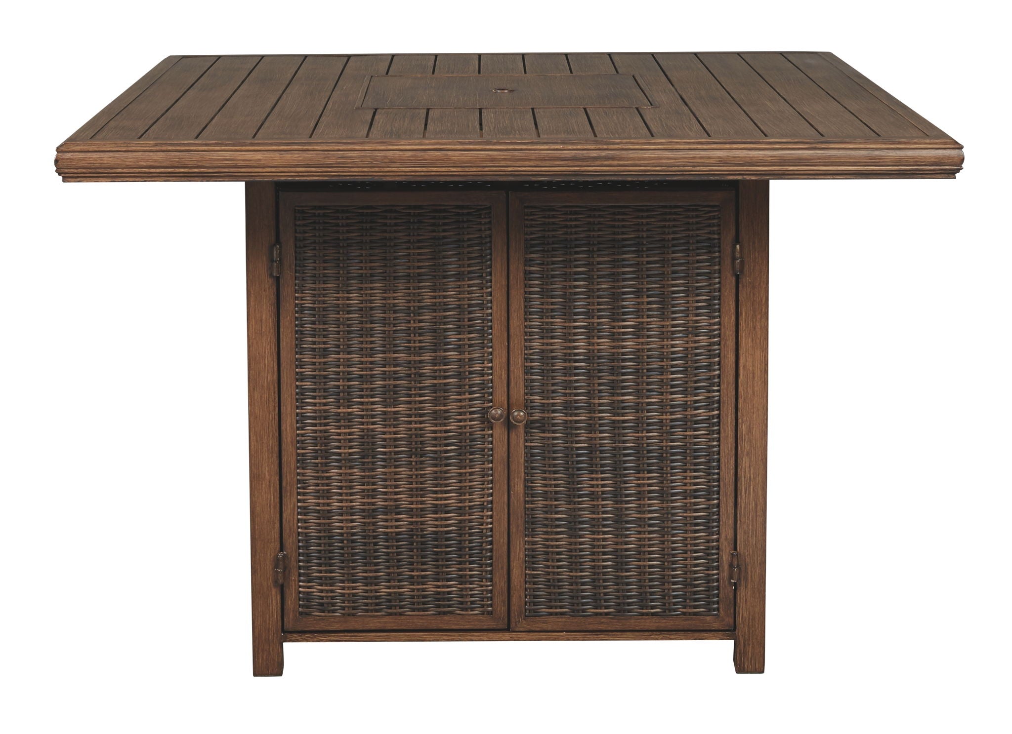Paradise Trail - Square Bar Table w/Fire Pit - Medium Brown