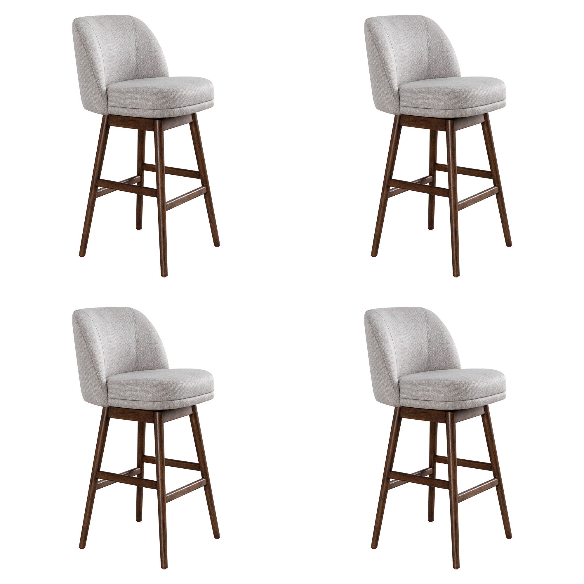 Sadie - Solid Wood Upholstered 30" Bar Height Swivel Barstool