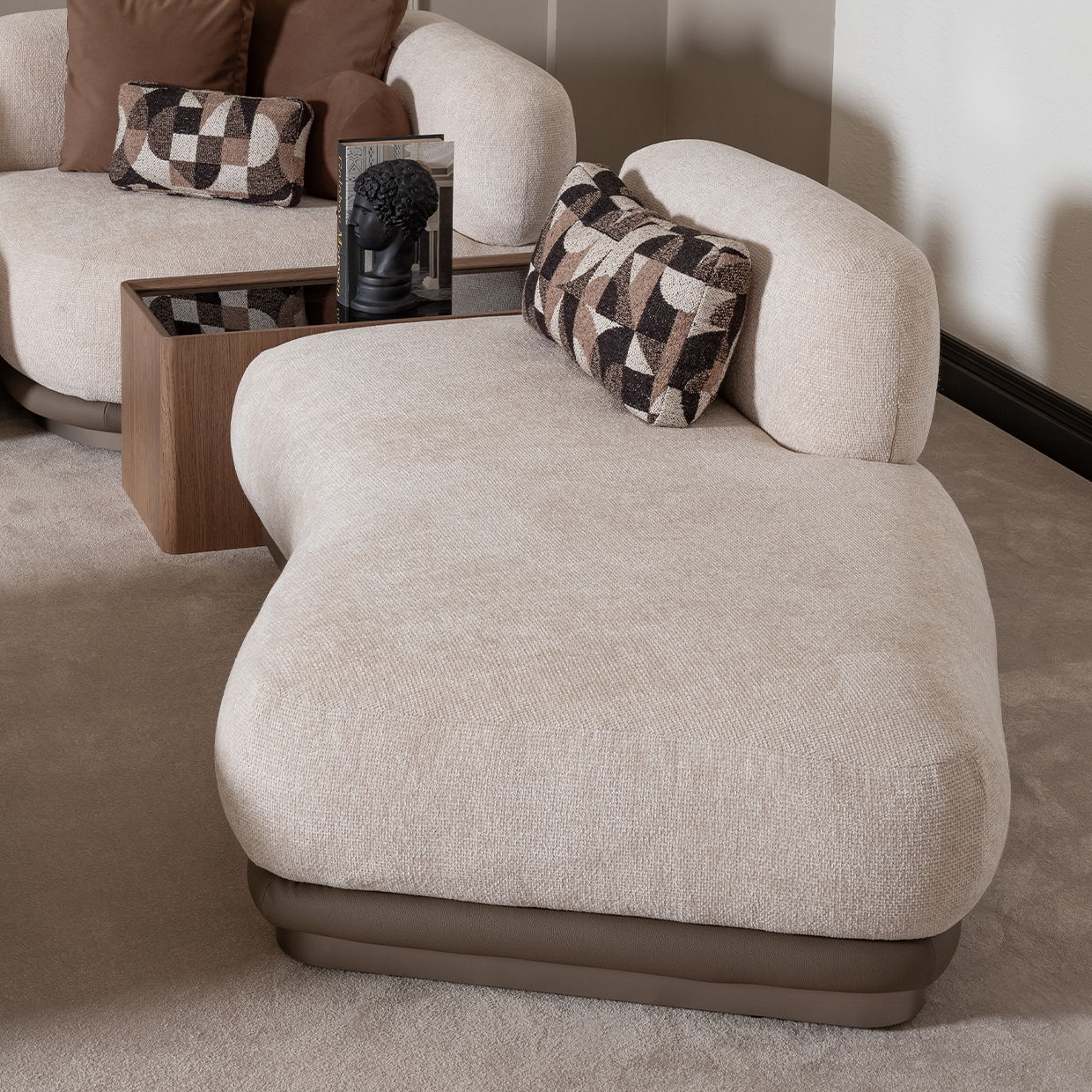 Bristol Point - Armless Chaise - Fawn / Saddle Brown