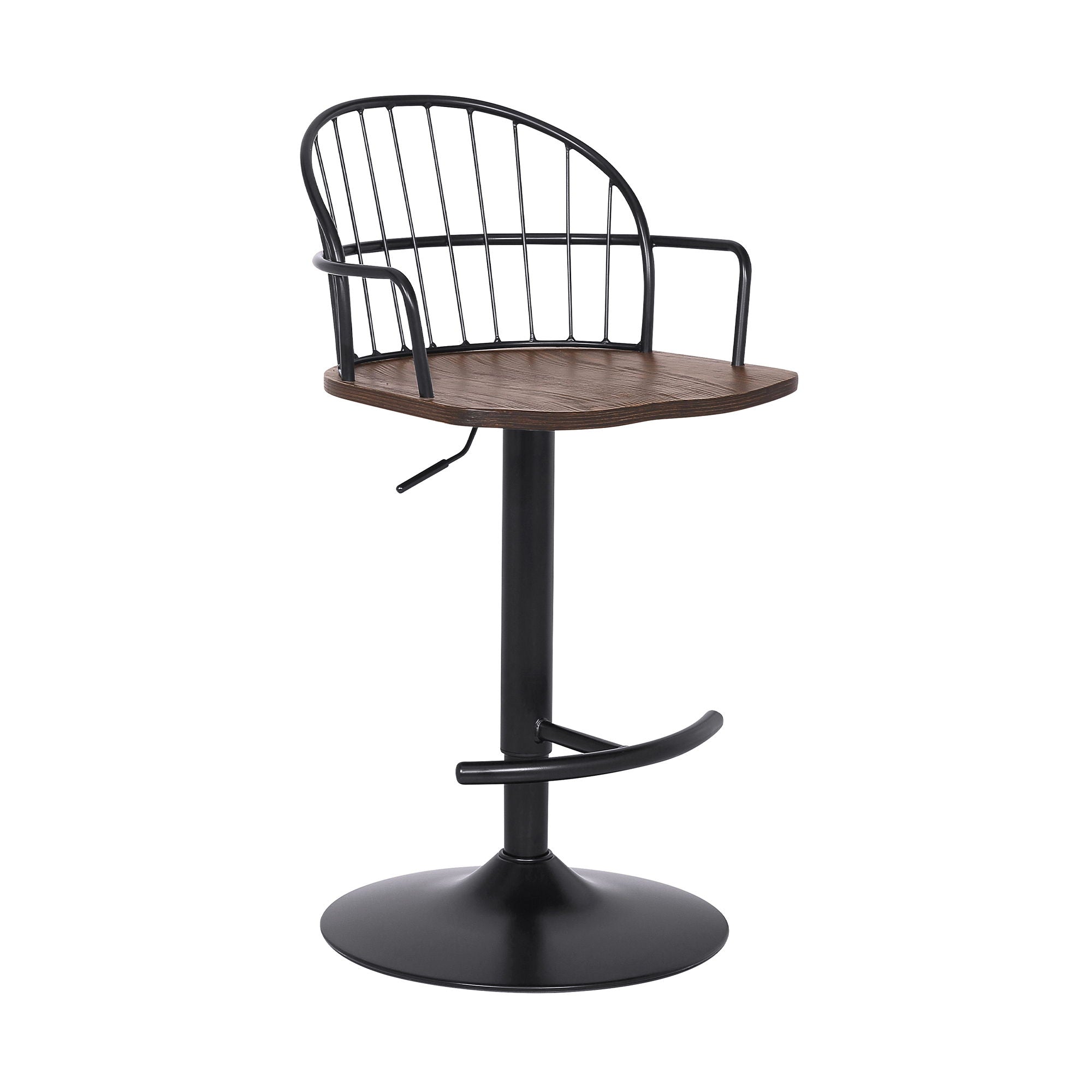 Edward - Adjustable Barstool - Black Powder / Walnut Glazed