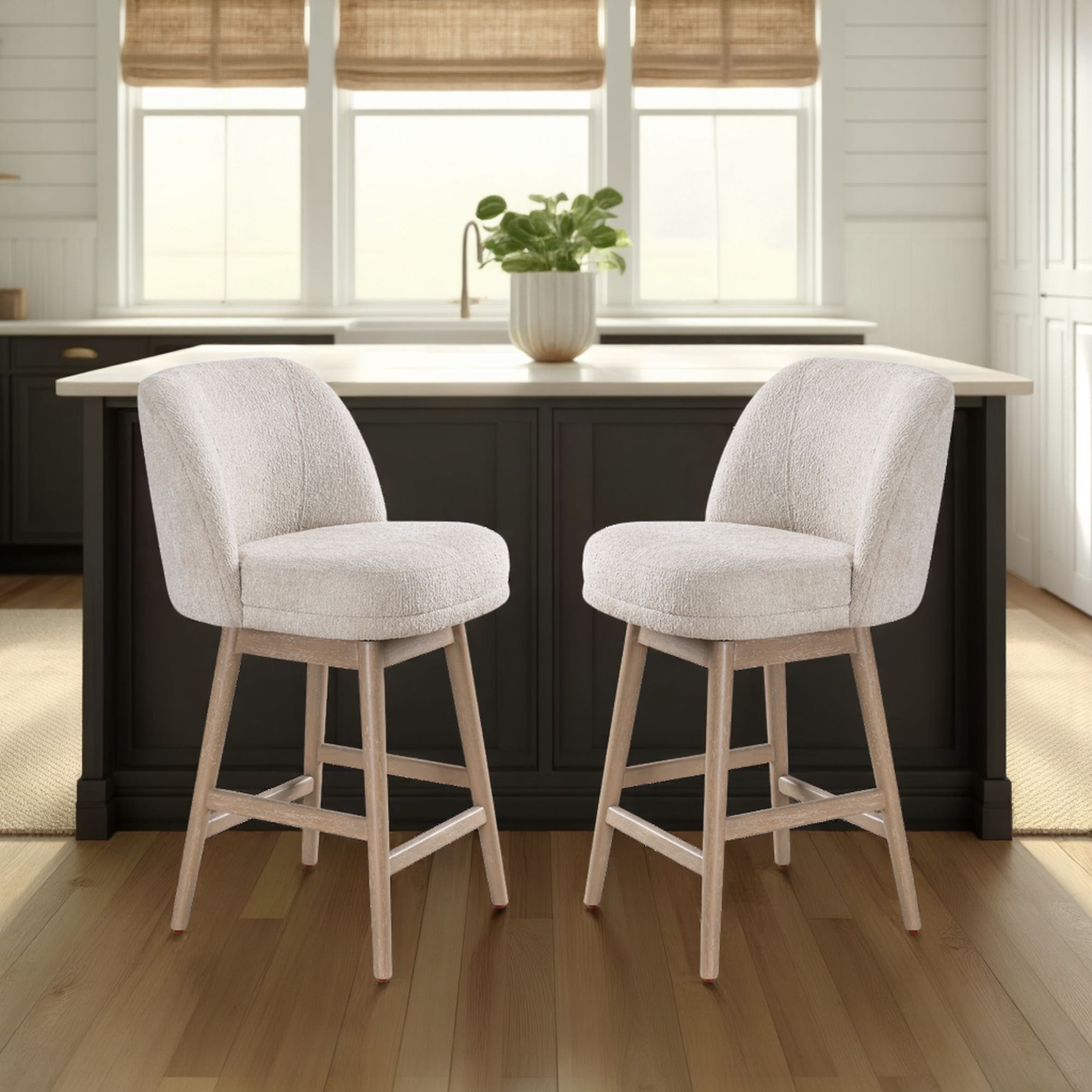 Sadie - Solid Wood Upholstered 26" Counter Height Swivel Barstool