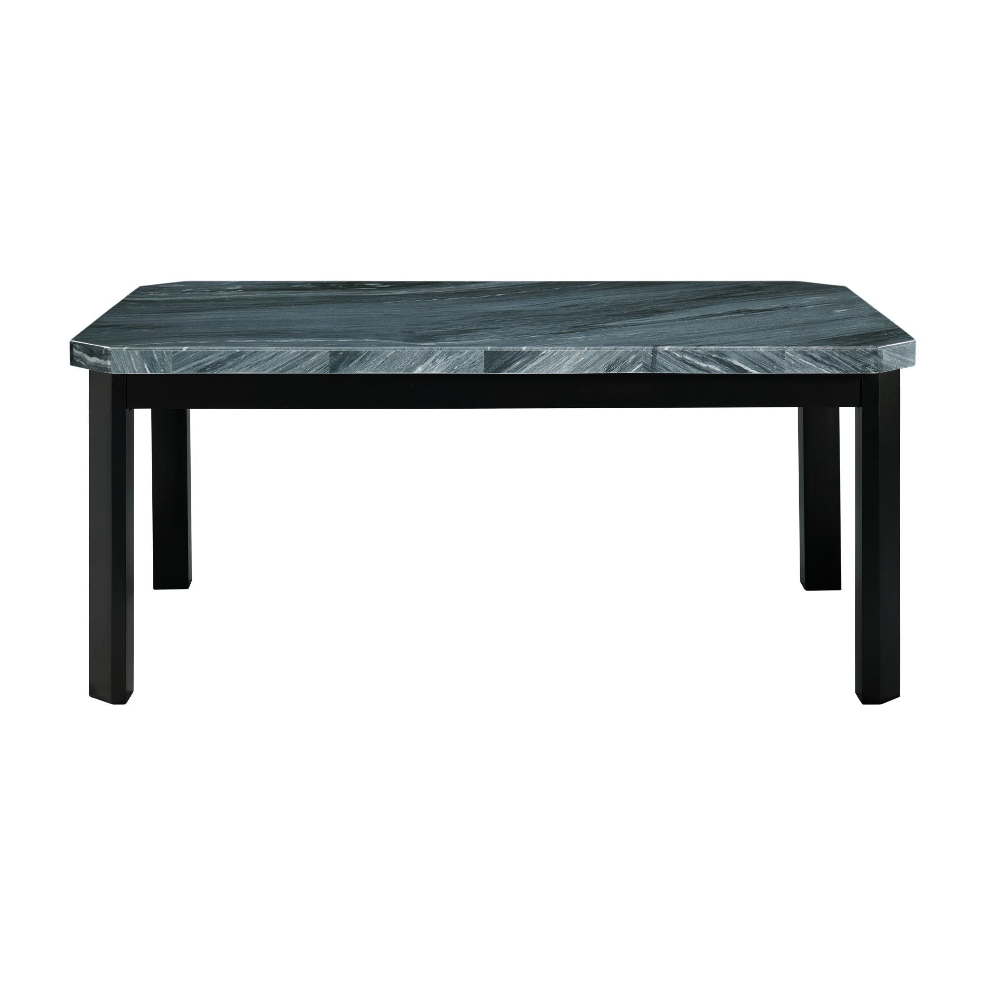 Francesca - Rectangular 5 Piece Gray PU Chairs Dining Set, Table & Four Chairs - Gray Marble
