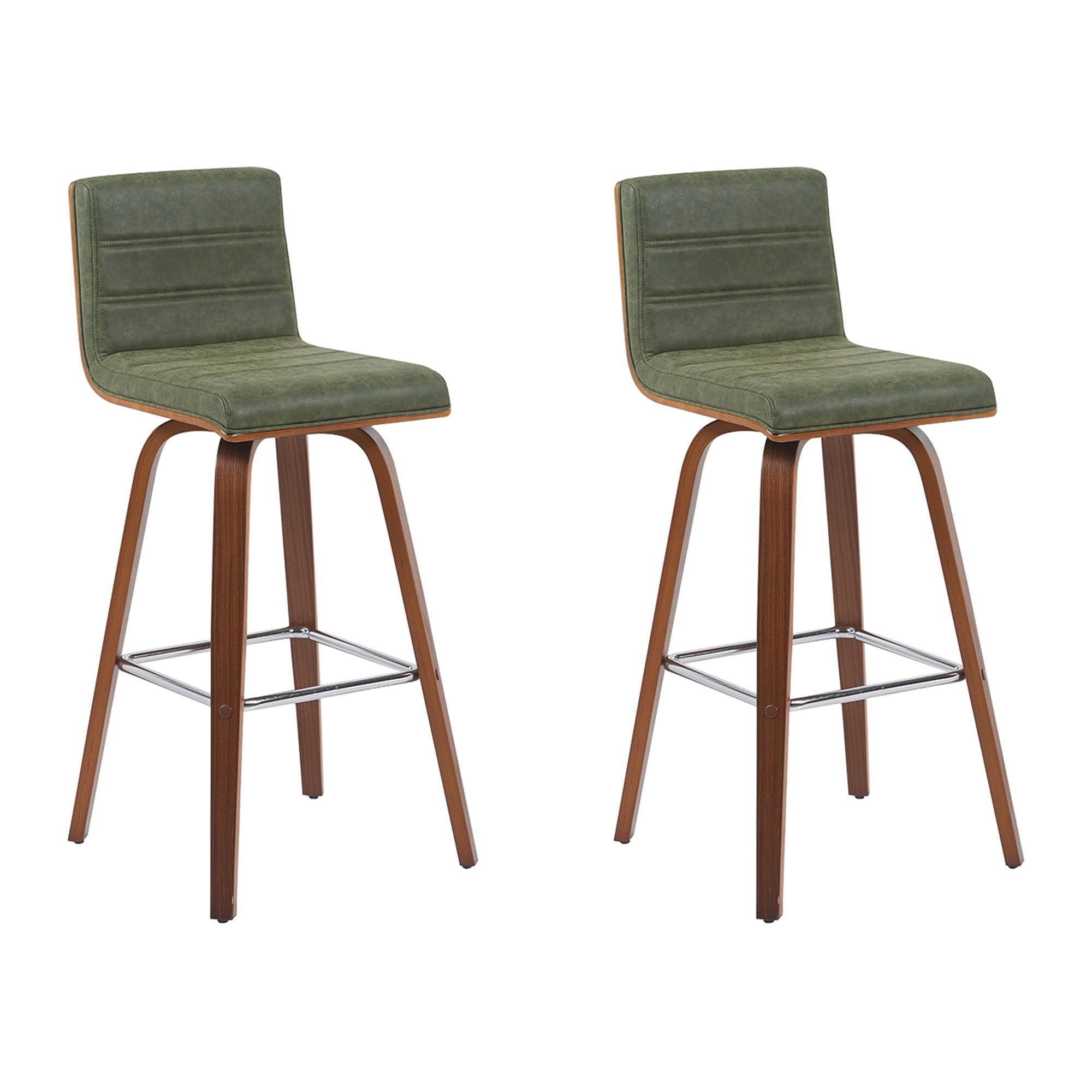 Vienna - Modern Swivel Bar Height Stool - Walnut Finished Wood Frame