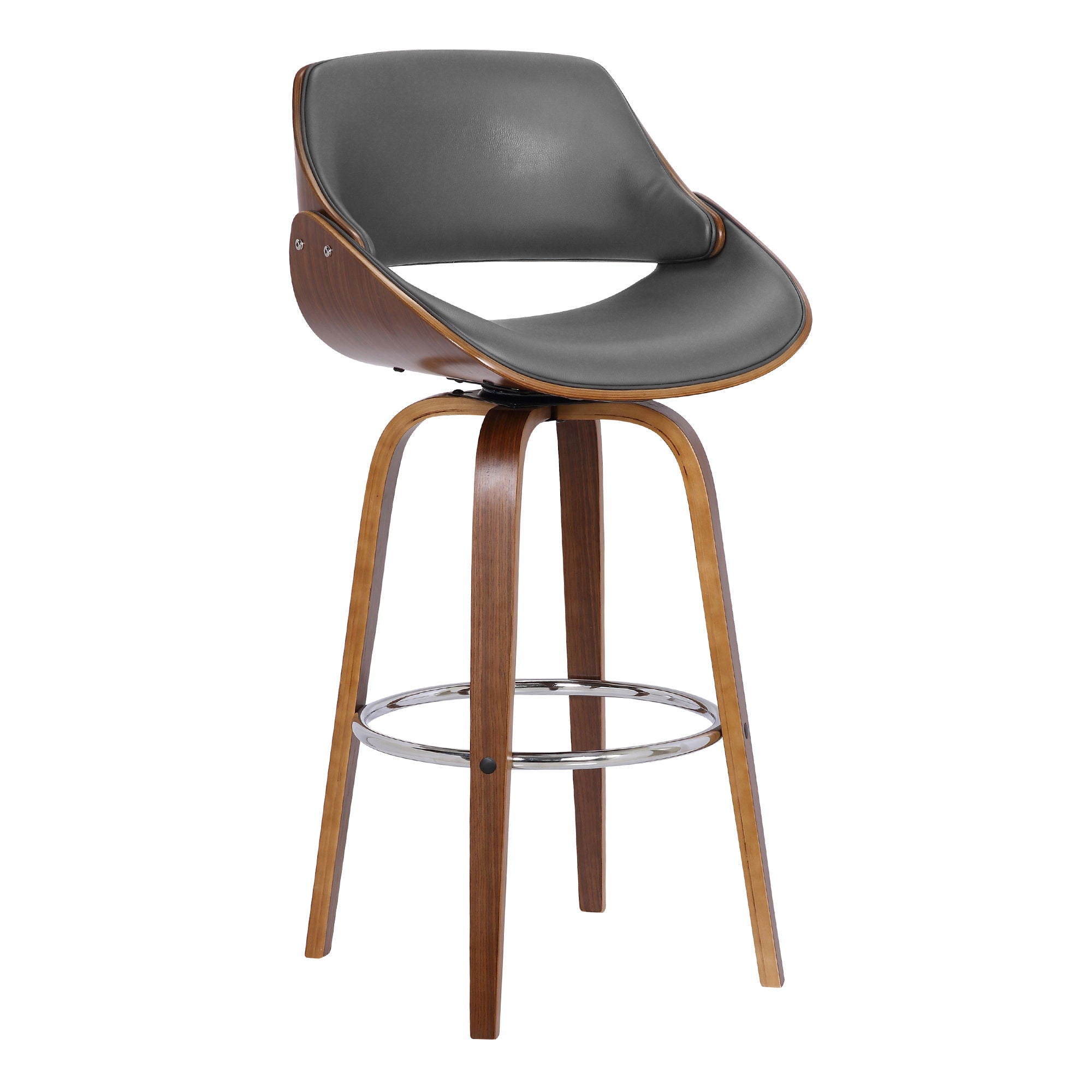Mona - 26" Counter Height Swivel Bar Stool - Gray / Walnut