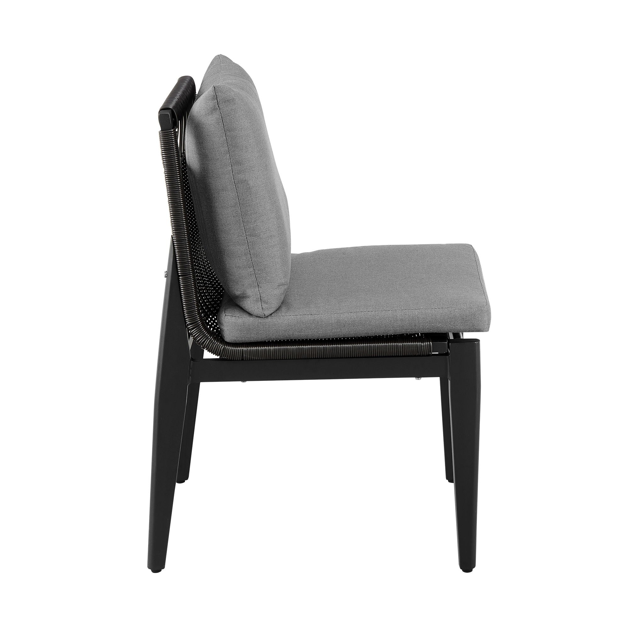 Cayman - Outdoor Patio Dining Chairs In Aluminum With Gray Cushions - (Set Of 2)