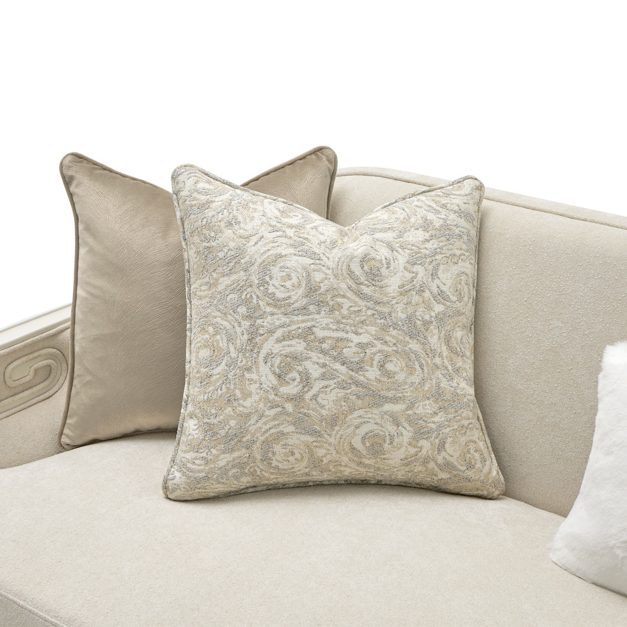 La Marisia - Chenille Sofa - Tranquil / Creamy Pearl