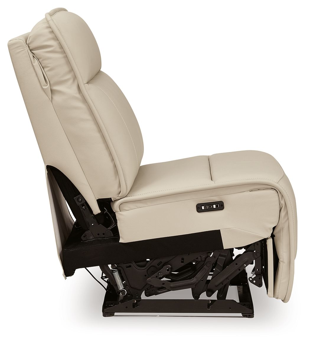 Double Deal - Power Armless Recliner With Adj Headrest - Almond