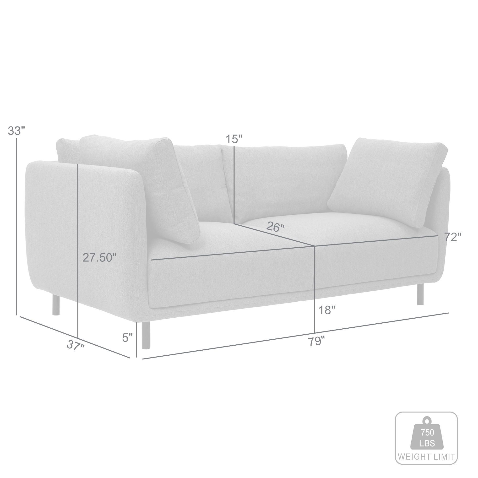 Serenity - Sofa Metal Legs - Gray / Black