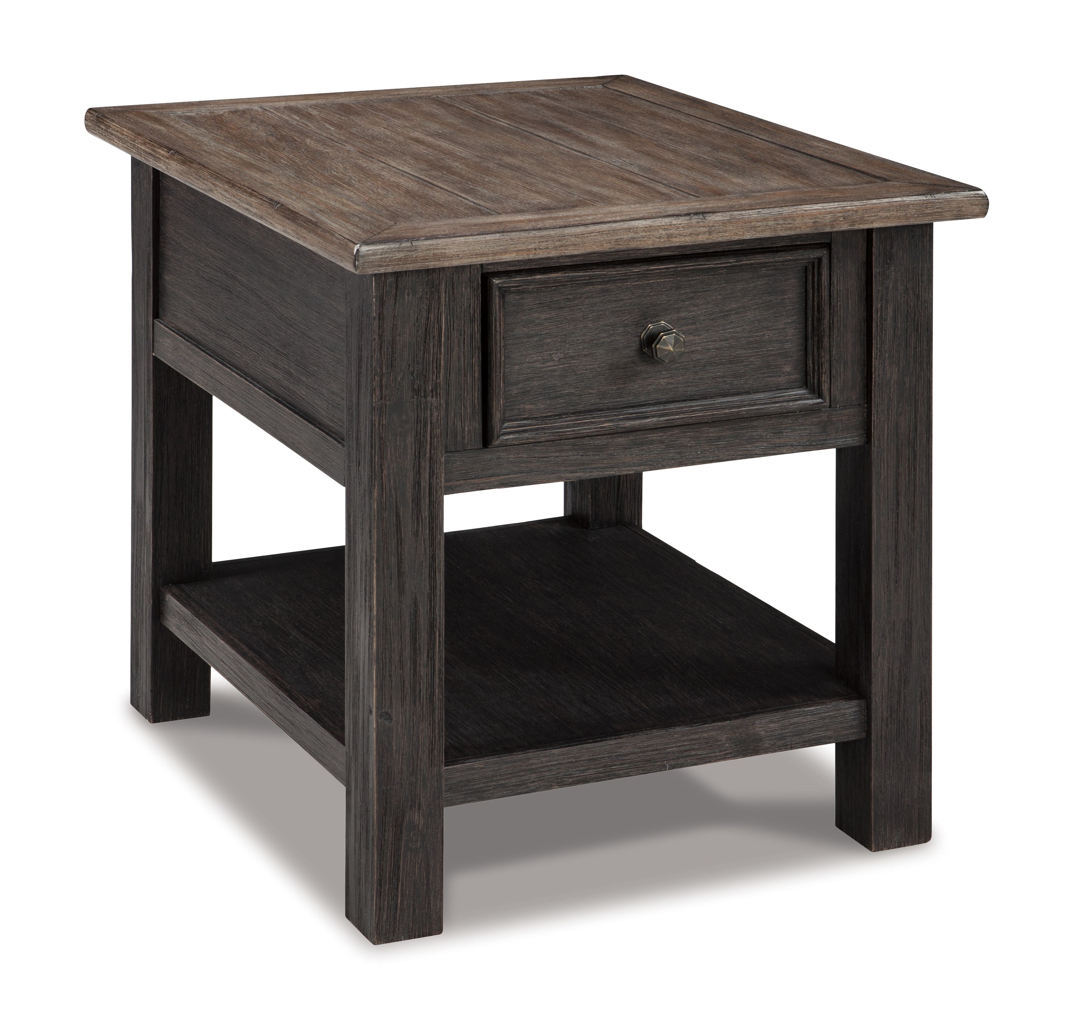 Tyler Creek - Rectangular End Table - Grayish Brown / Black