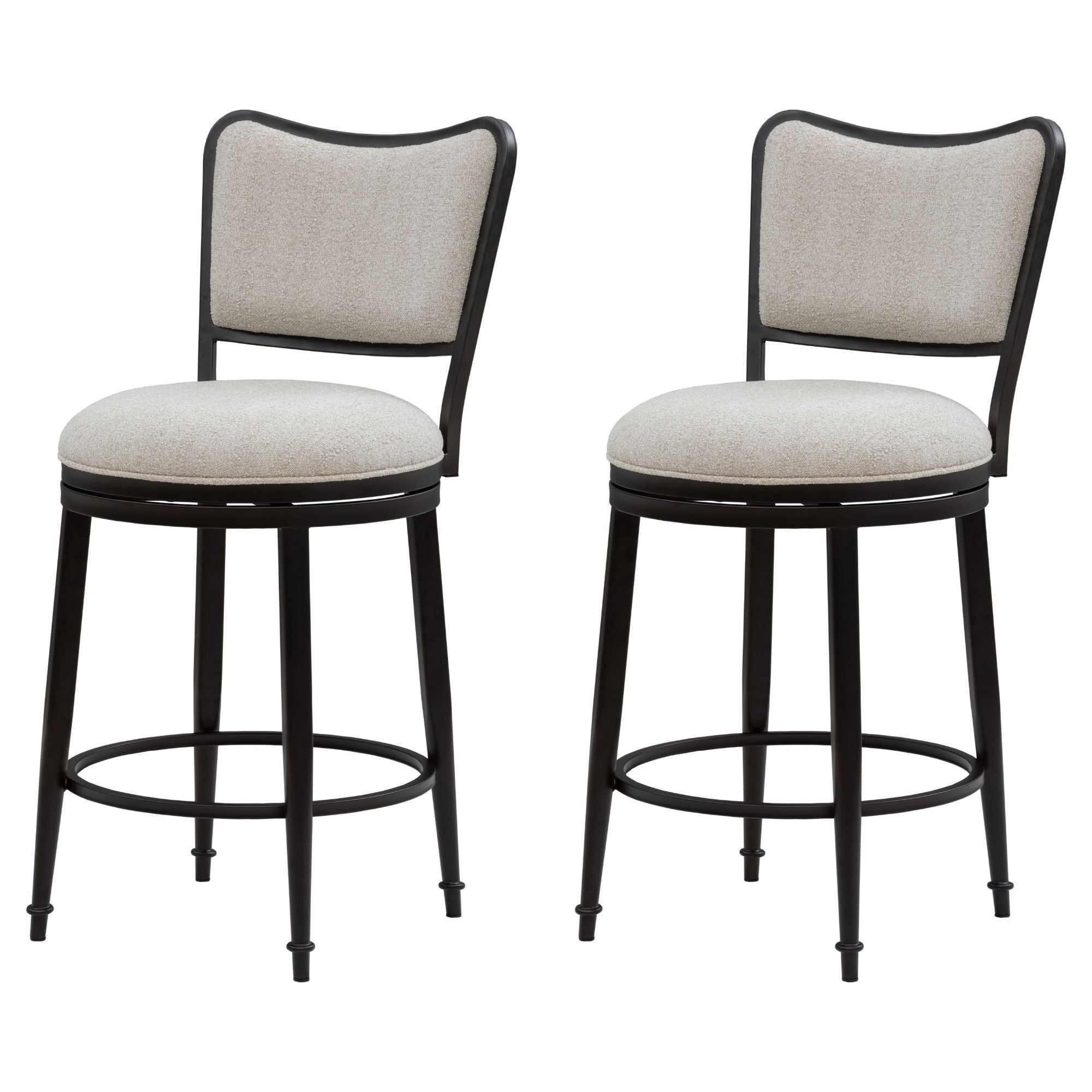 Baxter - Steel Frame Fabric Upholstered Swivel Counter Height Barstool