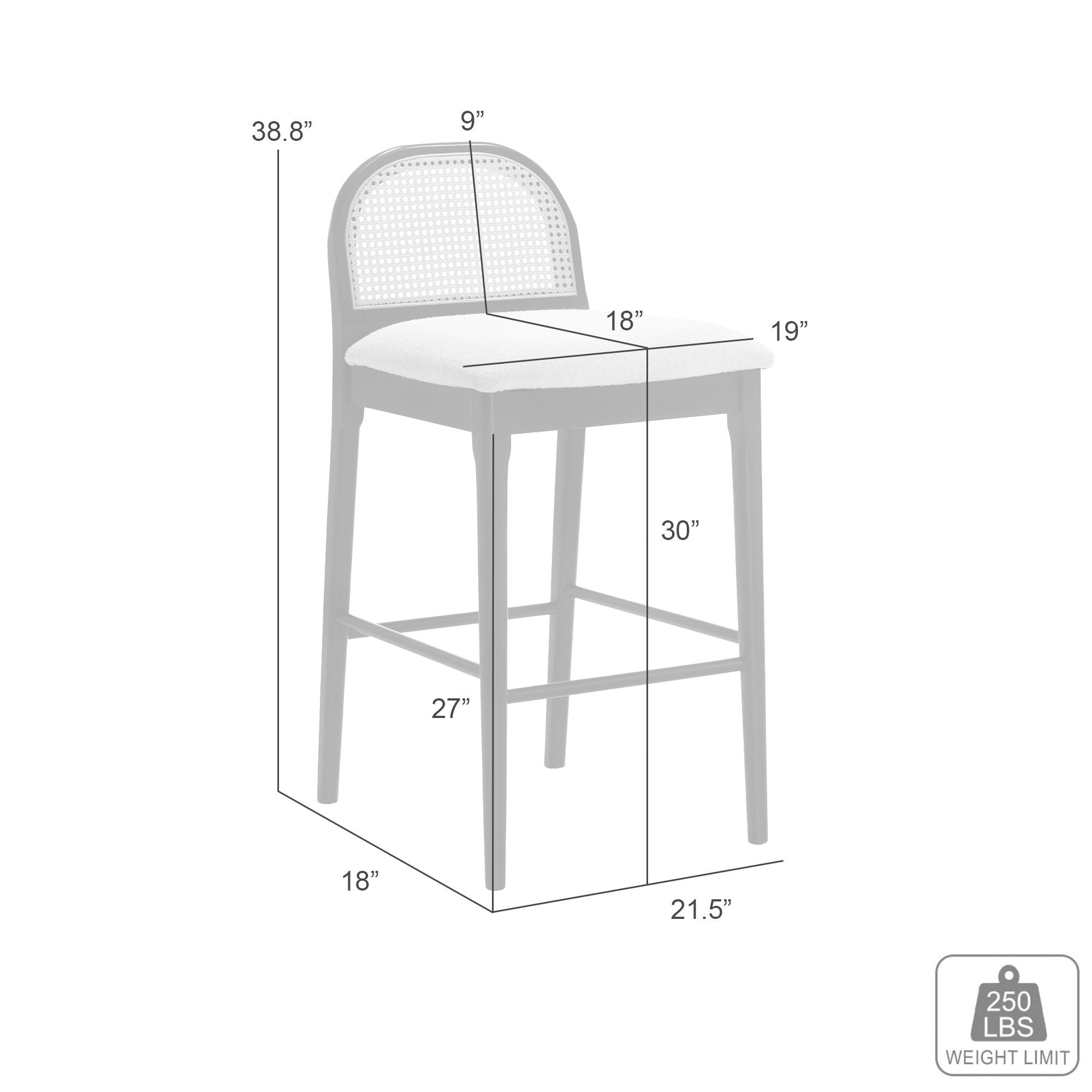 Lucio - Modern Farmhouse Wood Bar Height Kitchen Bar Stool