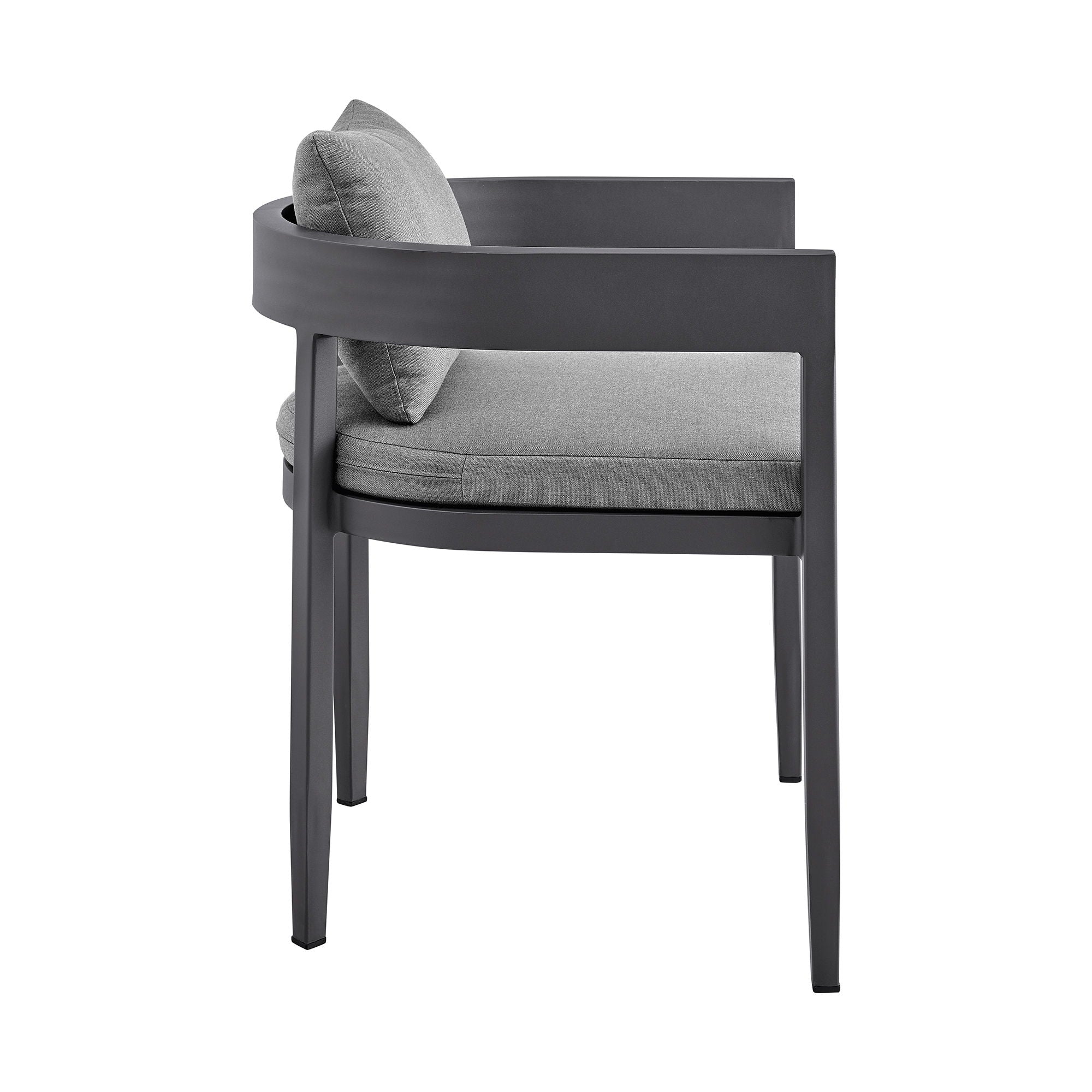 Menorca - Outdoor Patio Dining Chairs In Aluminum With Gray Cushions - (Set Of 2)
