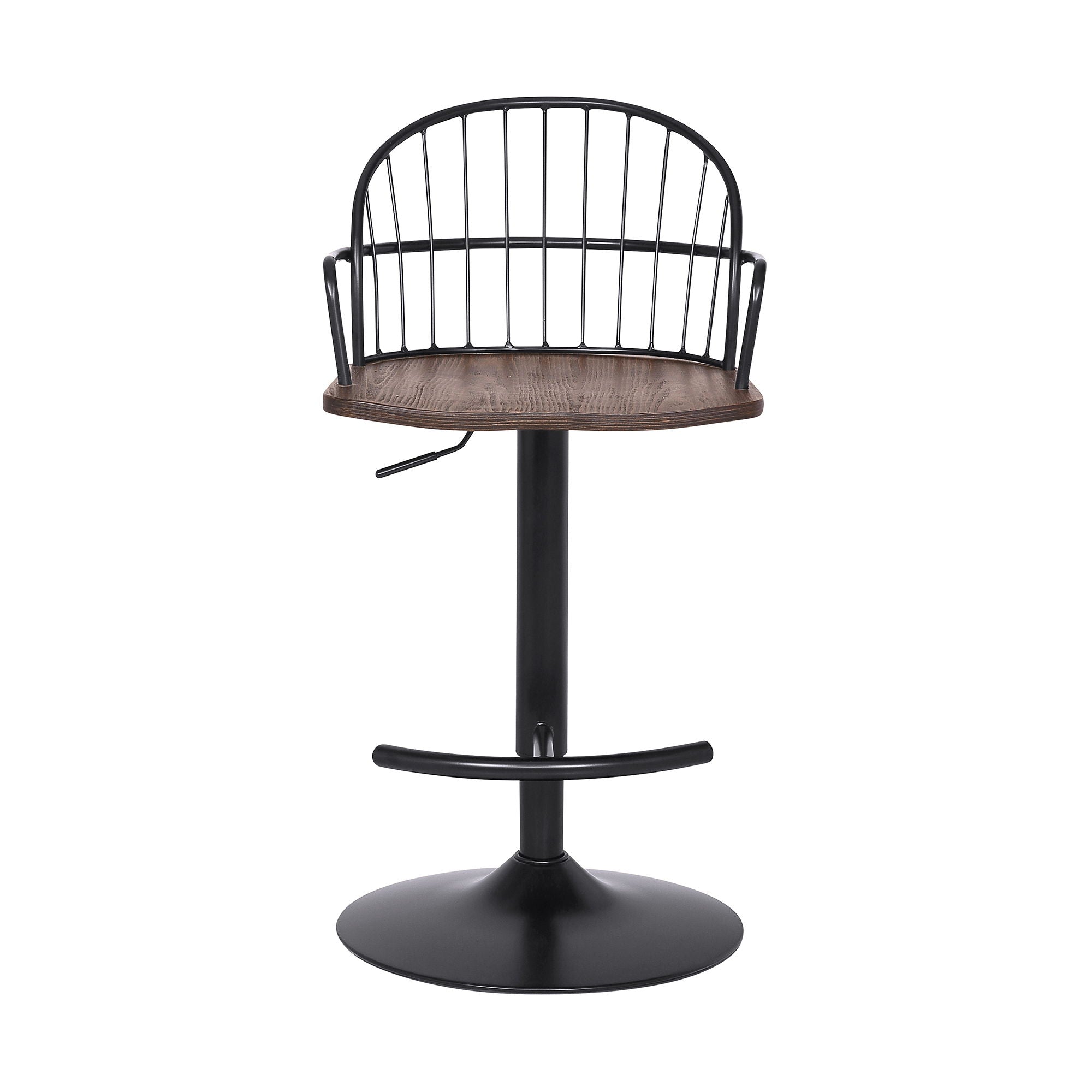 Edward - Adjustable Barstool - Black Powder / Walnut Glazed