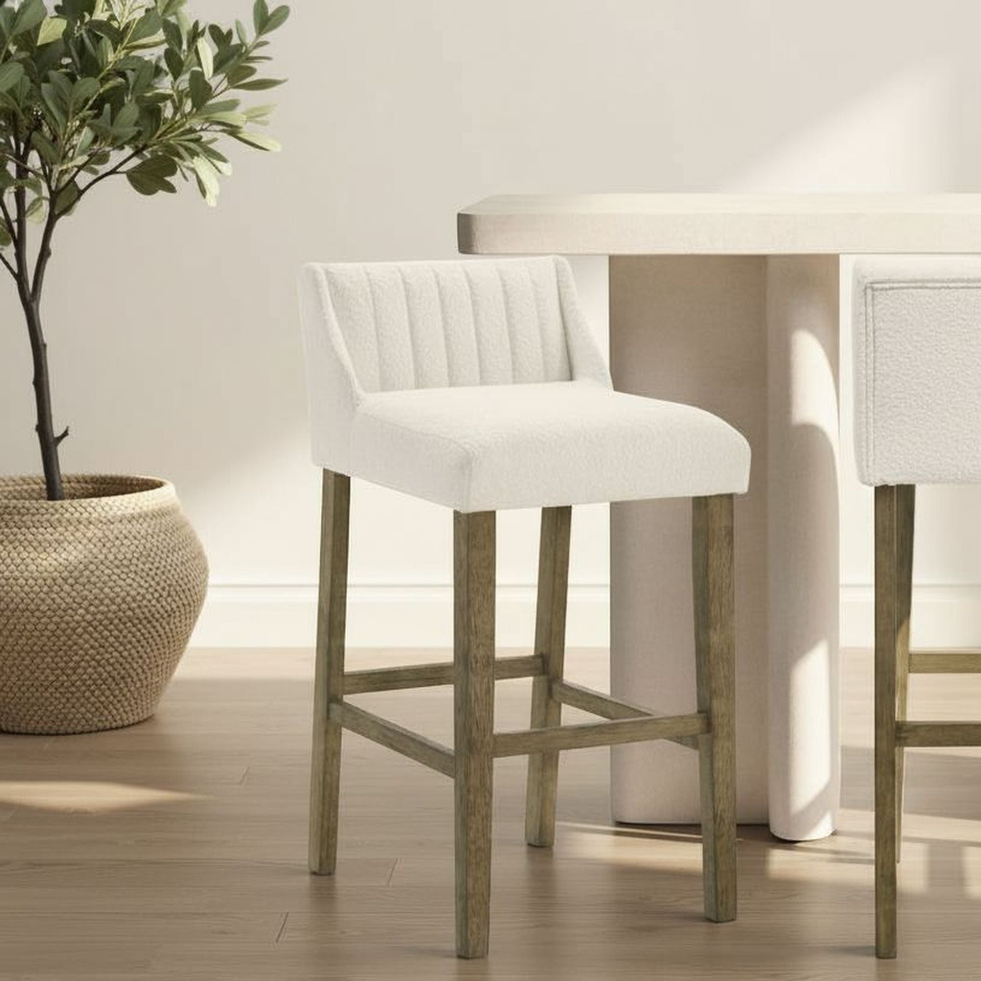 Fauna - Modern Transitional Wood Bar Height Kitchen Bar Stool