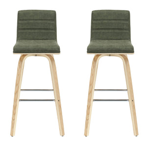 Vienna - 39.5" Swivel Bar Height Square Back Wood Bar Stool With Faux Leather Seat