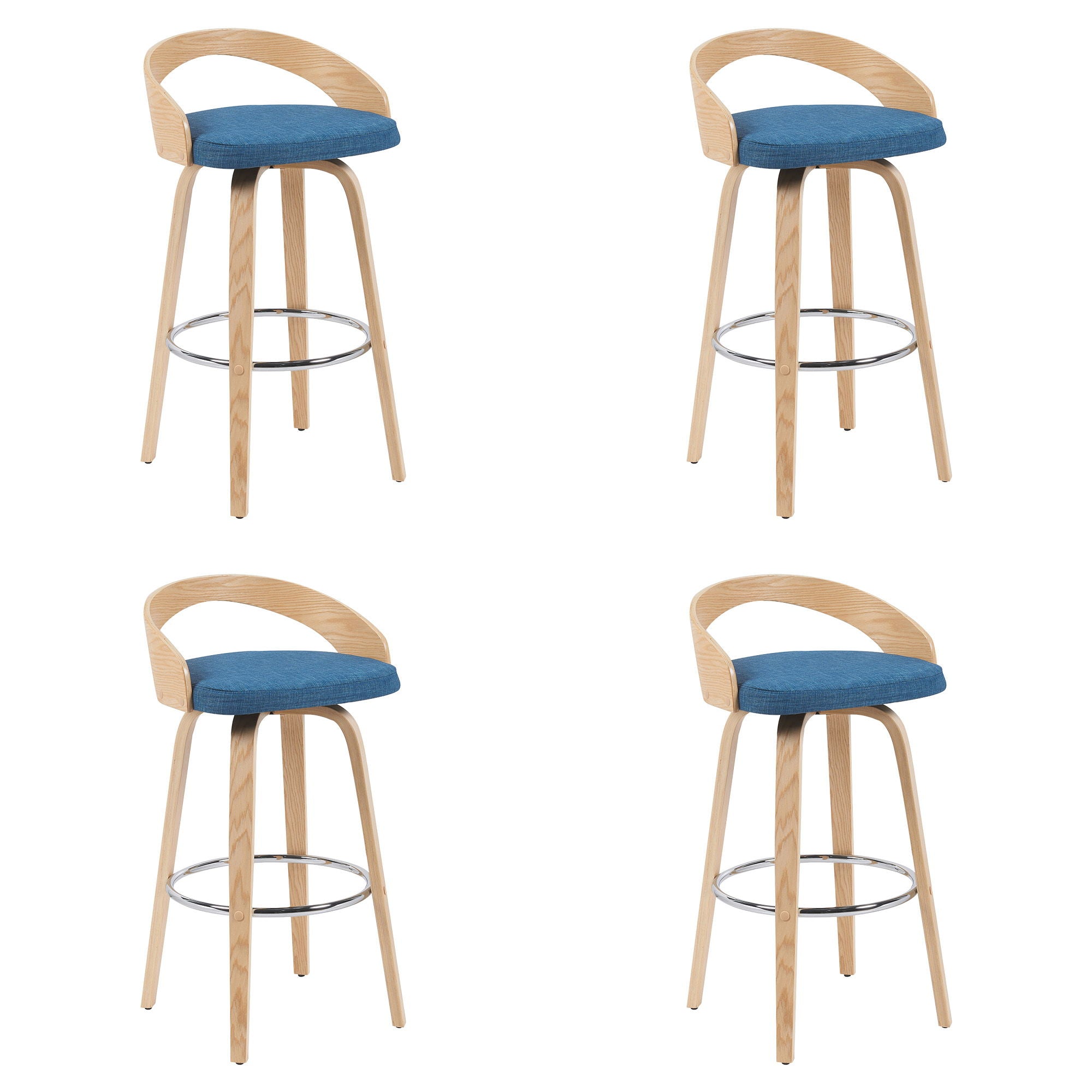 Sonia - Modern Swivel Bar Height Stool - Patterned Oak Wood Finish