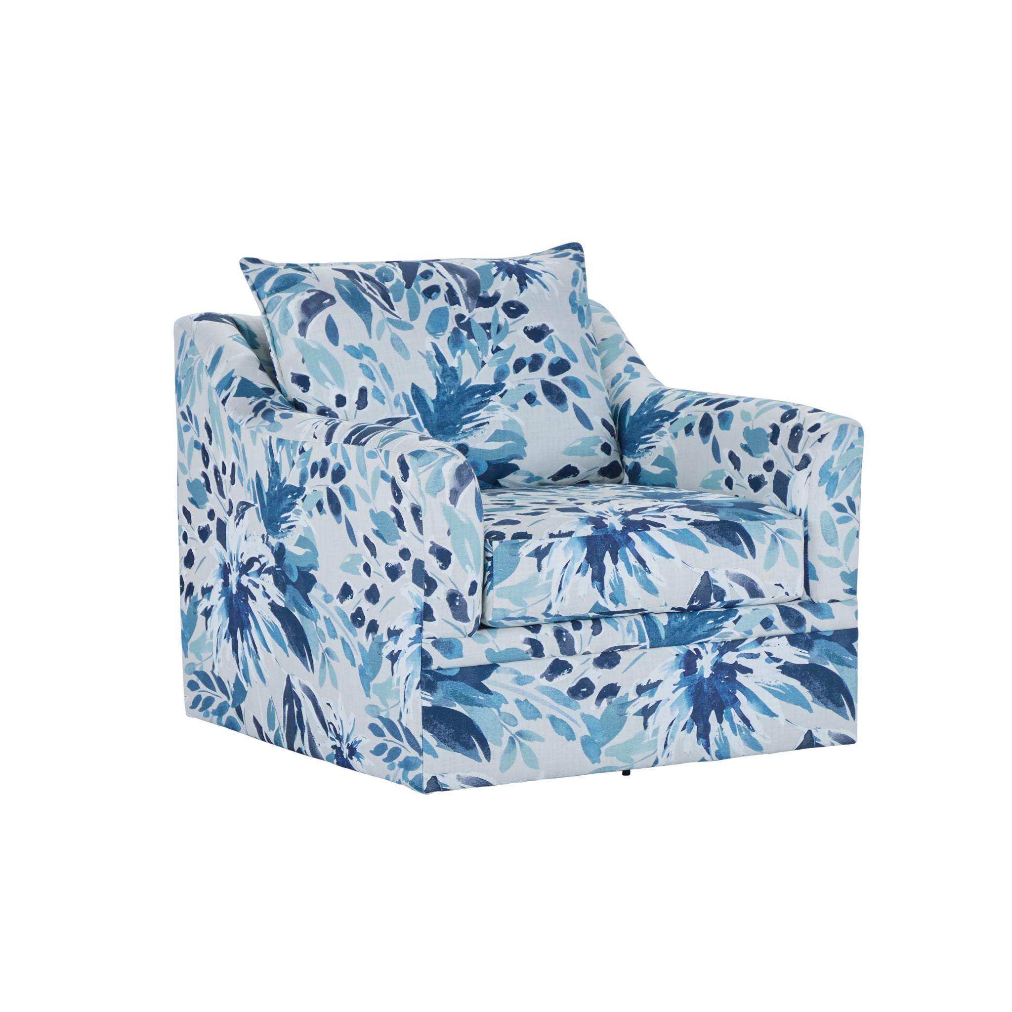 Sylvie - 2 Piece Living Room Set (Sofa & Swivel Chair) - Blue And White Print