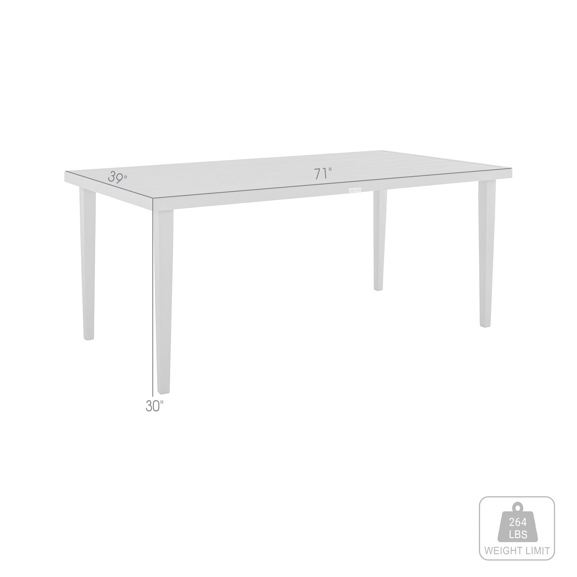 Grenada - Outdoor Aluminum Gray Rectangle Dining Table