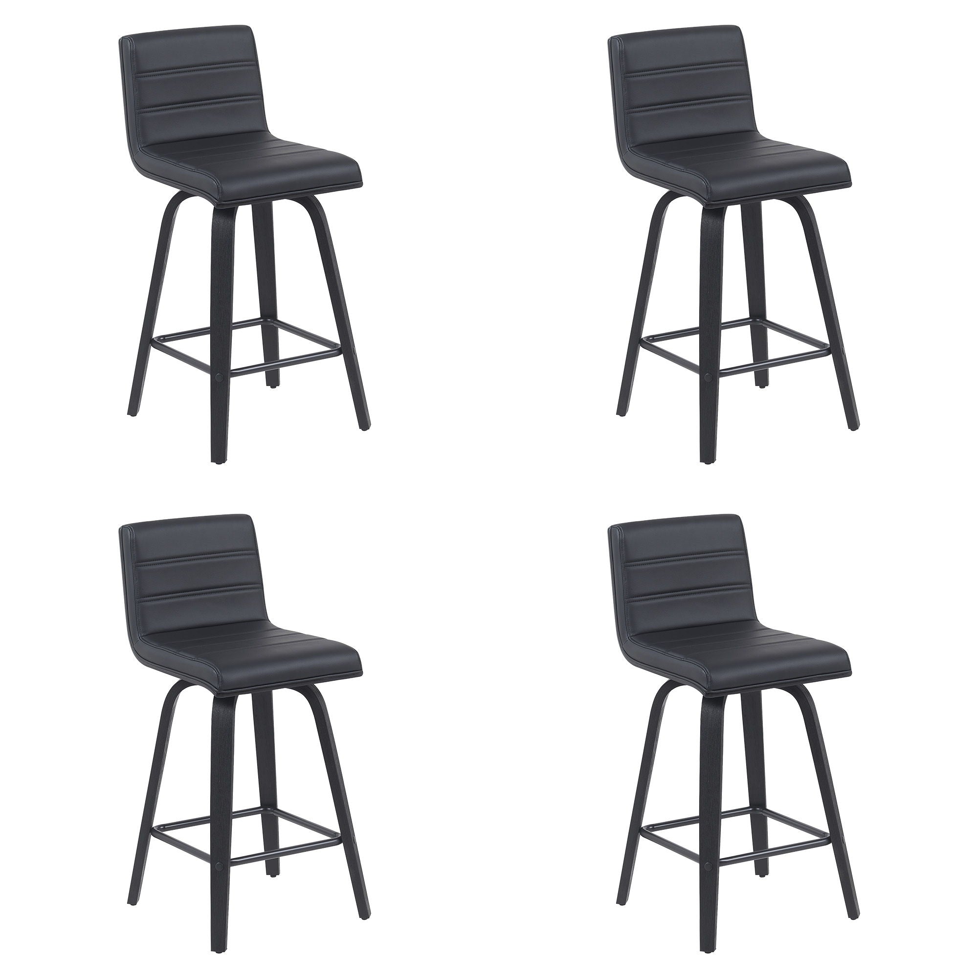 Vienna - Modern Counter Height Swivel Bar Stool - Black Brushed Wood Frame