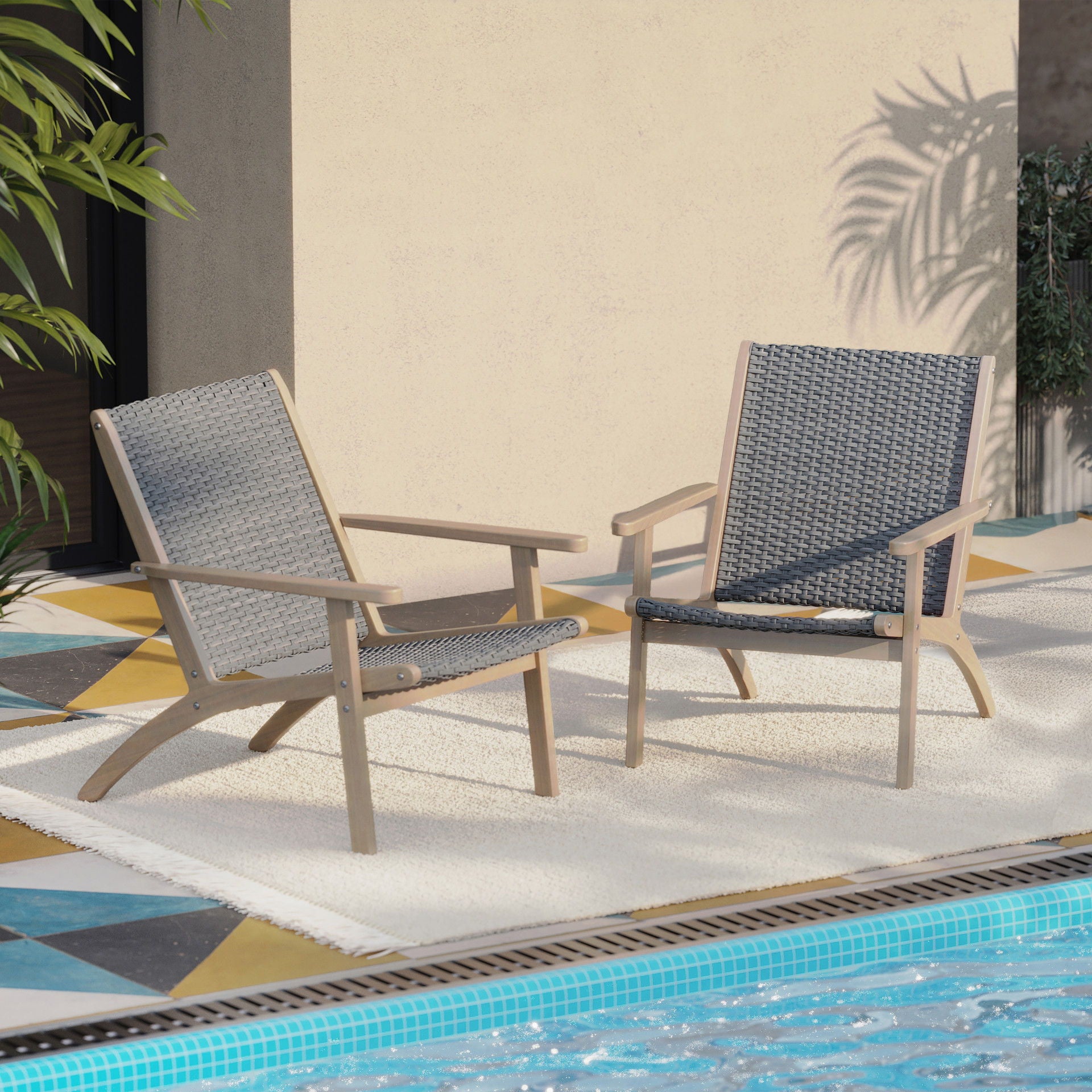 Radius - Patio Wood And Wicker Side Chair (Set of 2) - Gray