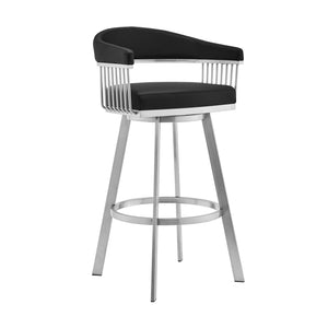 Bronson - Faux Leather And Brushed Stainless Steel Swivel Bar Stool