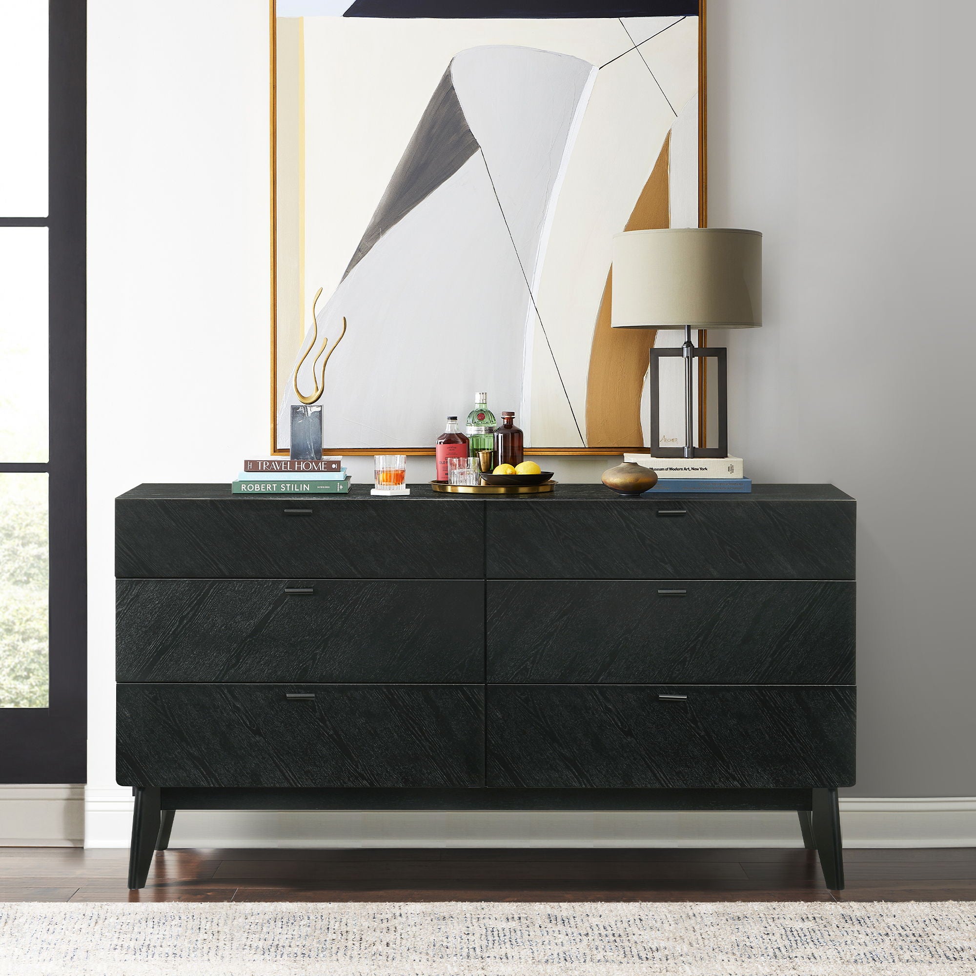 Petra - 6 Drawer Wood Dresser - Black