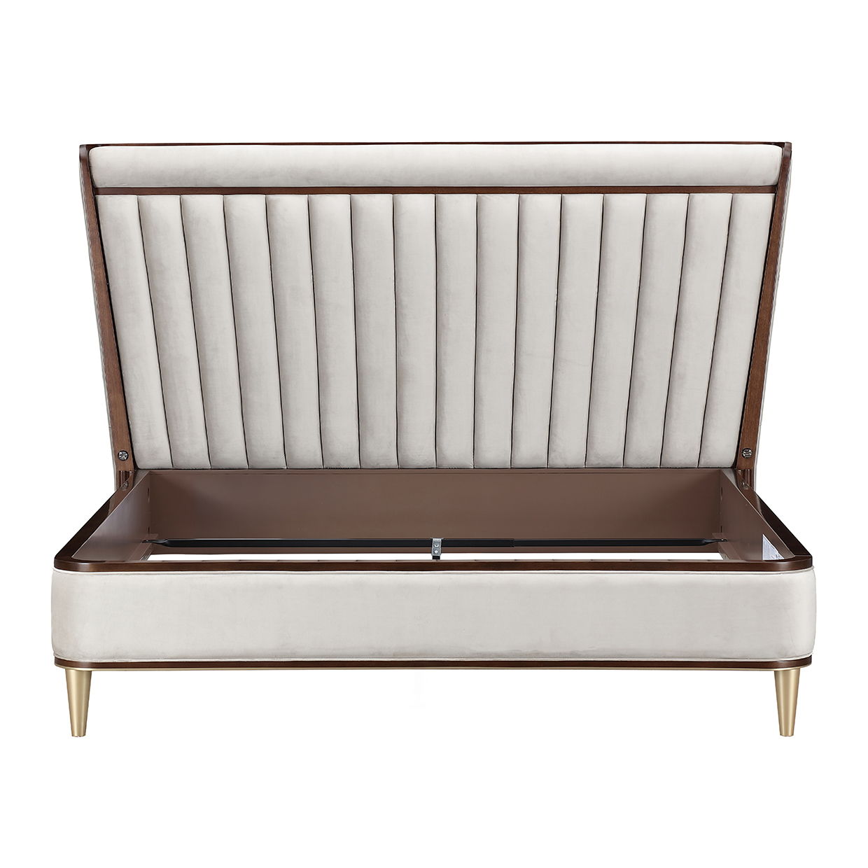 Houston - Eastern King Channel Tufted Panel Bed - Porcini / Walnut