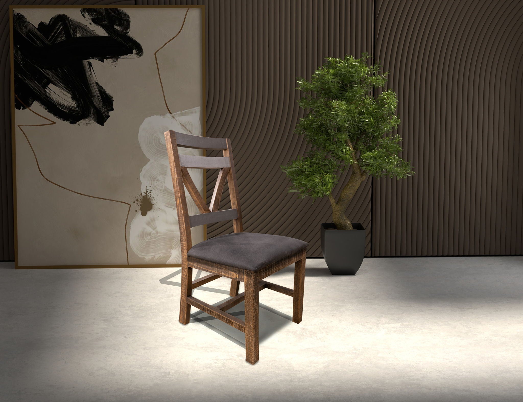 Loft - Upholstered Seat Wooden Chair (Set of 2) - Two Tone Gray / Brown