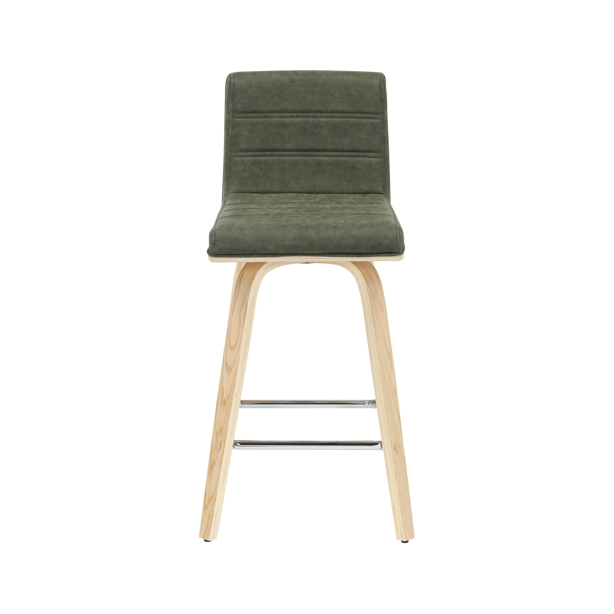 Vienna - 35.5" Swivel Counter Height Square Back Wood Bar Stool With Faux Leather Seat