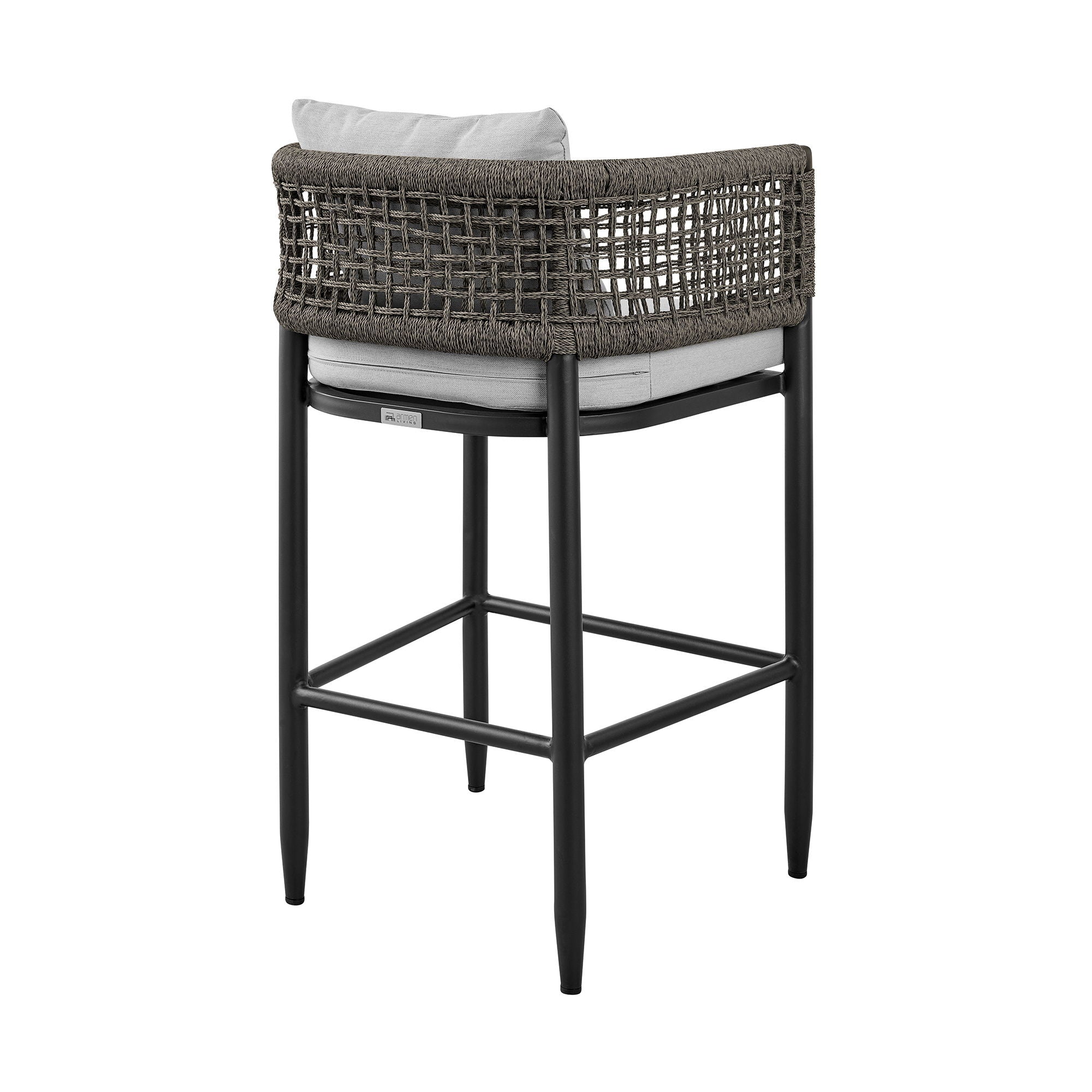 Alegria - Outdoor Patio 5-Piece Bar Table Set In Aluminum With Gray Rope And Cushions