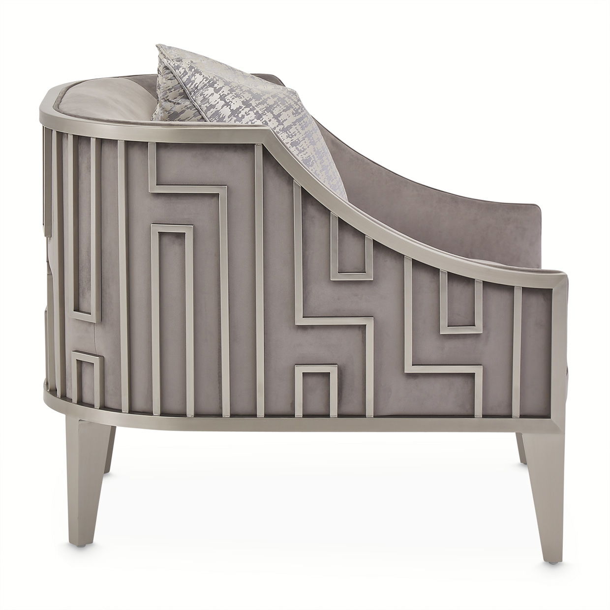 Roxbury Park - Velvet Accent Chair - Gray Pearl / Stainless Steel