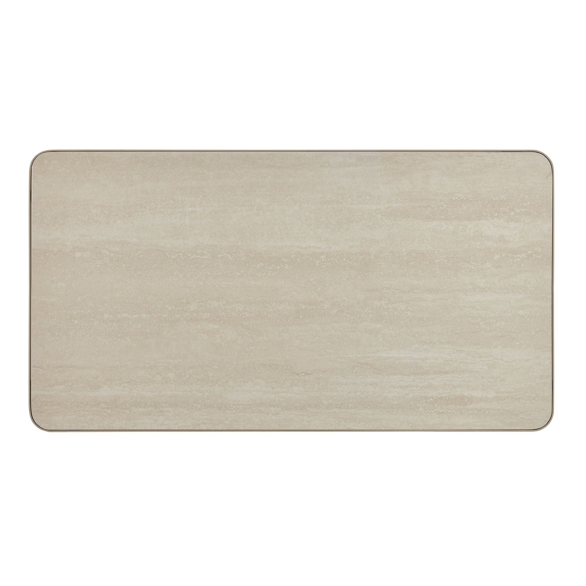 Pavilion - Powder Coated Metal Rectangle Outdoor Coffee Table With Sintered Stone Table Top - Natural