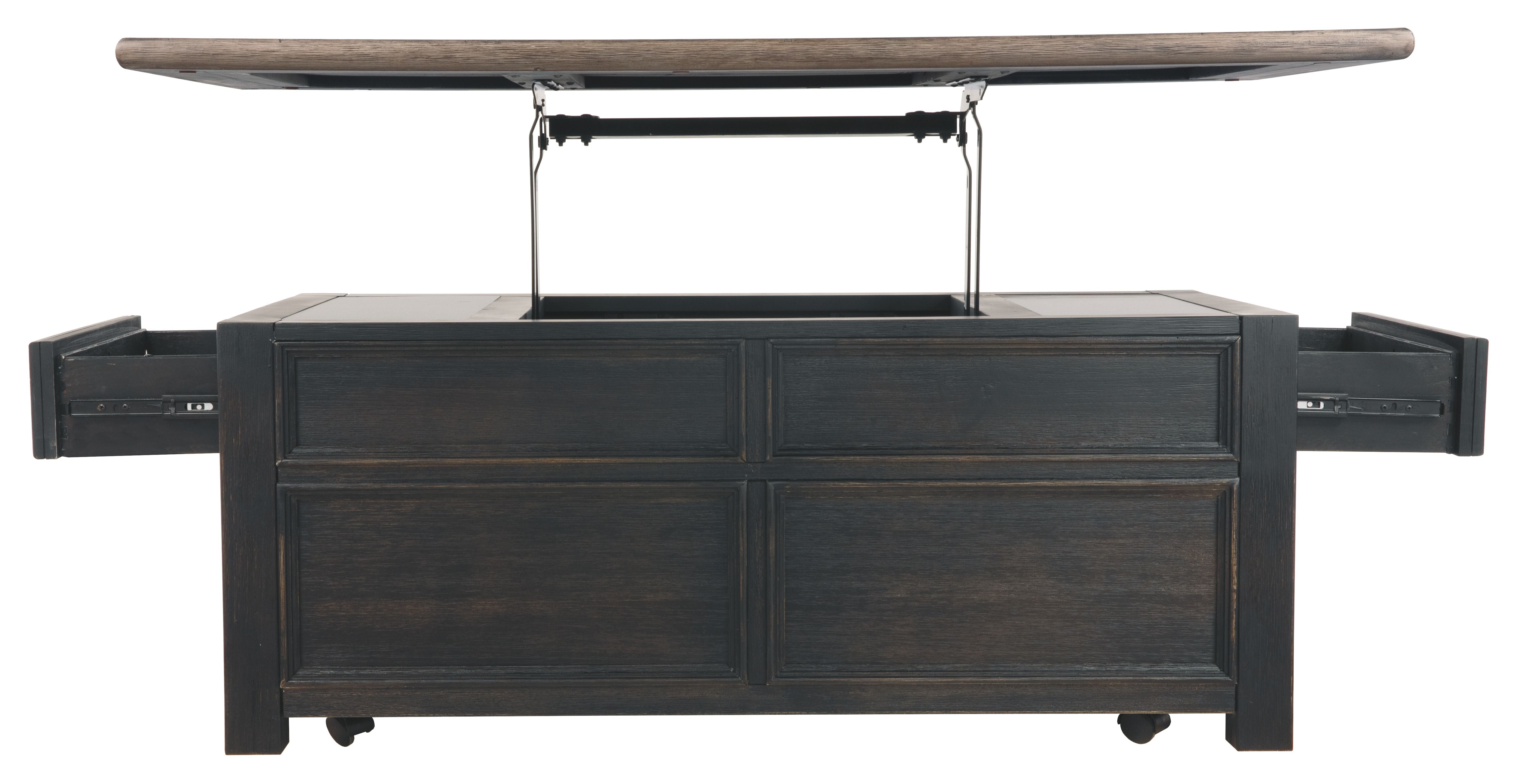 Tyler Creek - Lift Top Cocktail Table - Grayish Brown / Black