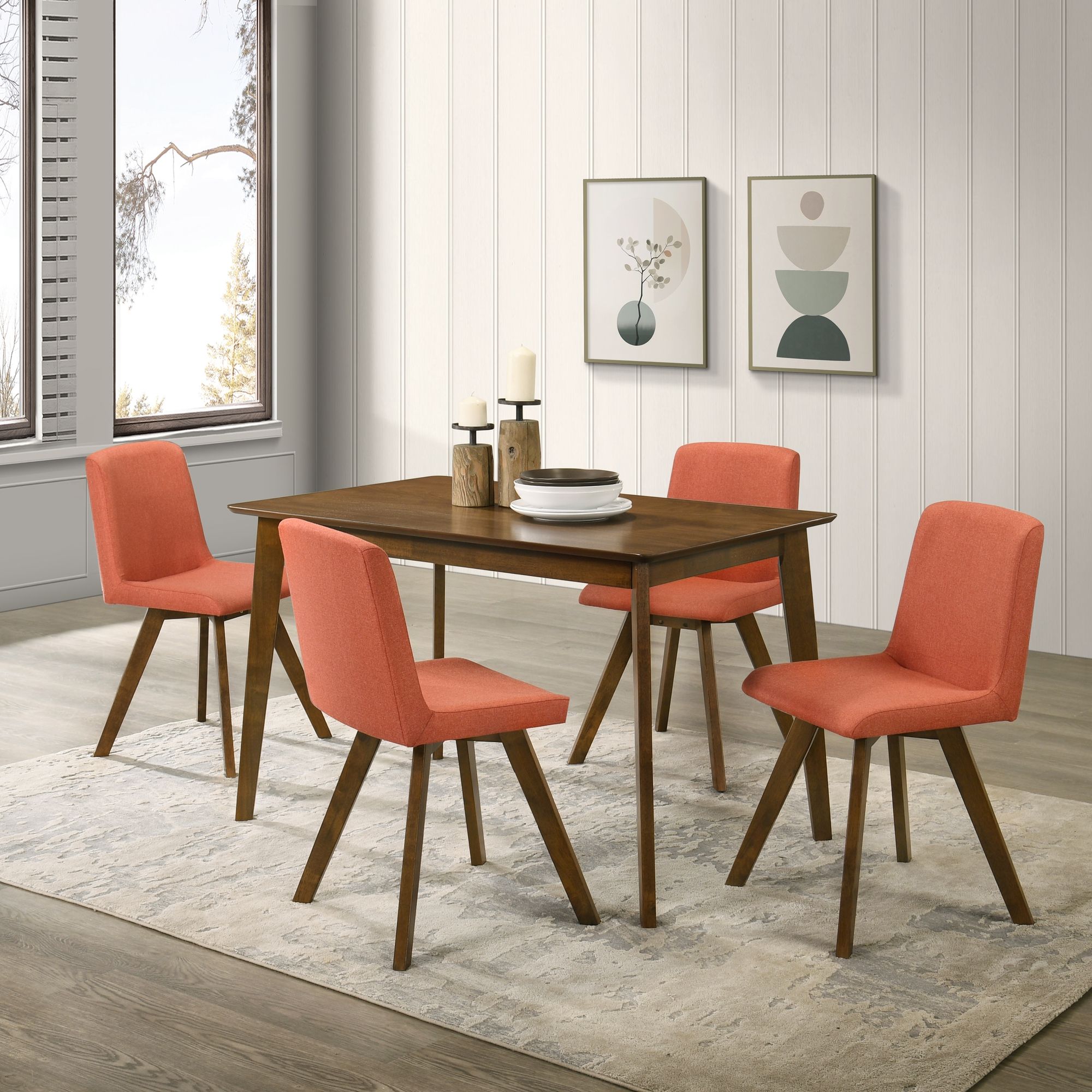 Gina - 5-Piece Rectangular Dining Set With Upholstered Chairs