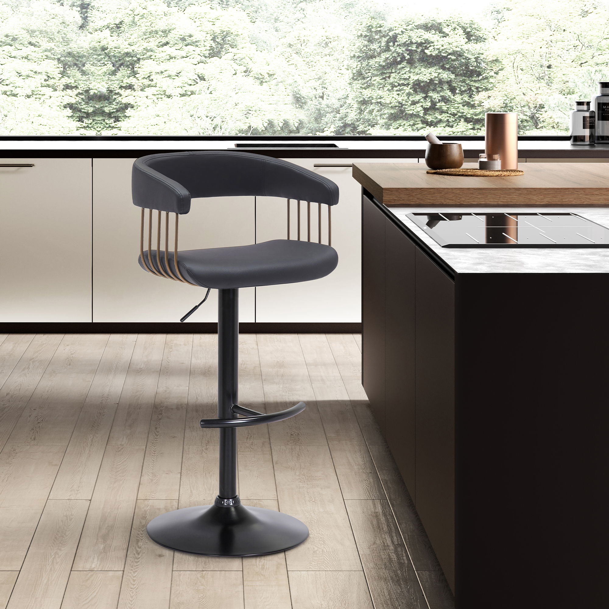Calista - Adjustable Bar Stool With Golden Bronze Frame